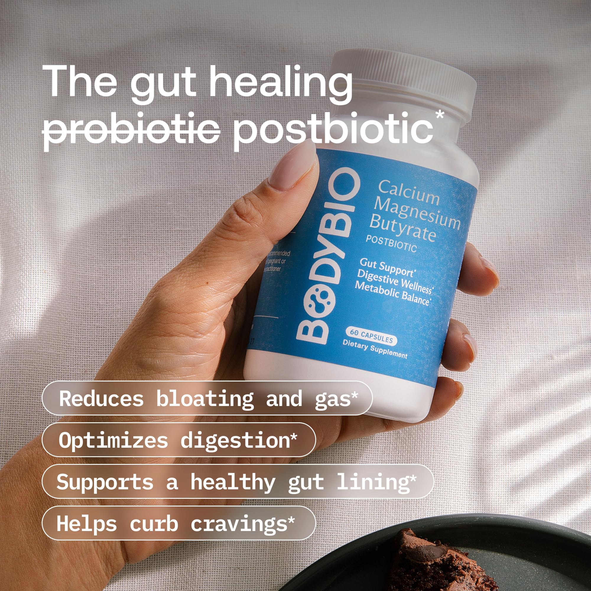BodyBio Butyrate - Postbiotic for Gut Health, Digestive Support, Bloat, Gas & Constipation Relief, Leaky Gut Repair - Calcium, Magnesium