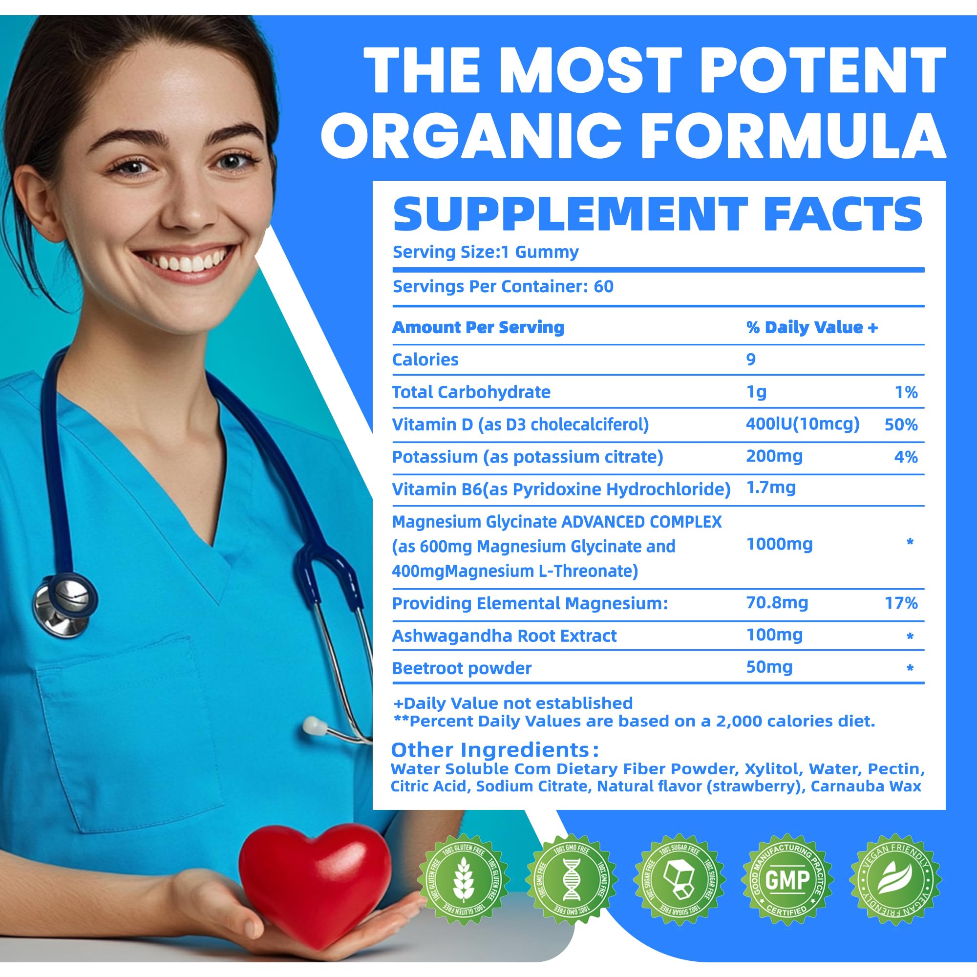Potassium Magnesium Gummies,Potassium Supplement w/Ashwagandha,High Absorption Magnesium Glycinate,B6,D3,Potassium Citrate for Leg Cramps,Muscle,Electroyte for Adults Kids,Sugar-Free, 60 Gummies NUTRAGOGO Au supplements