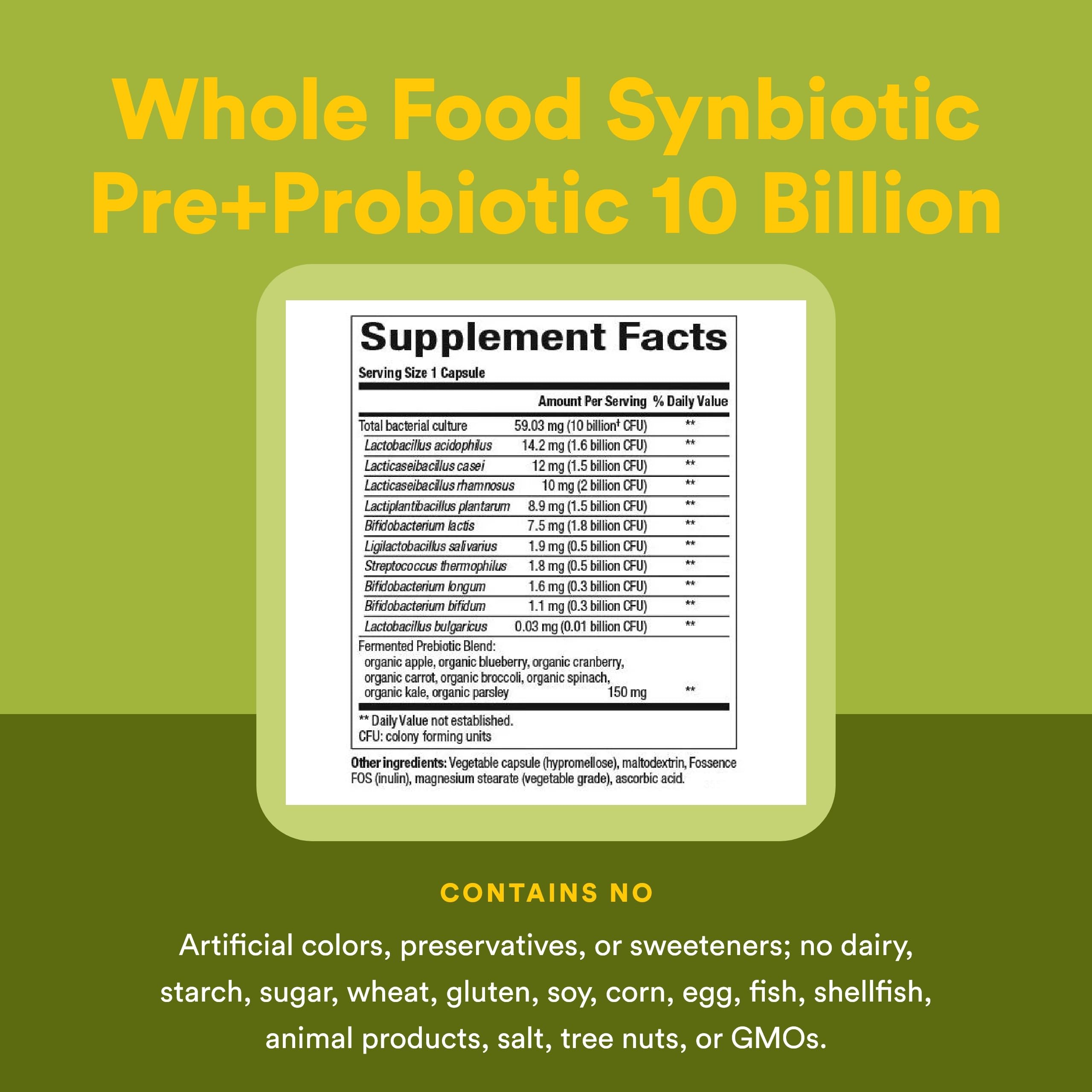 Natural Factors Whole Food Synbiotic Pre+Probiotic 10 Billion - Organic Gut & Digestive Health Supplement - Non-GMO, Gluten-Free & Dairy-Free