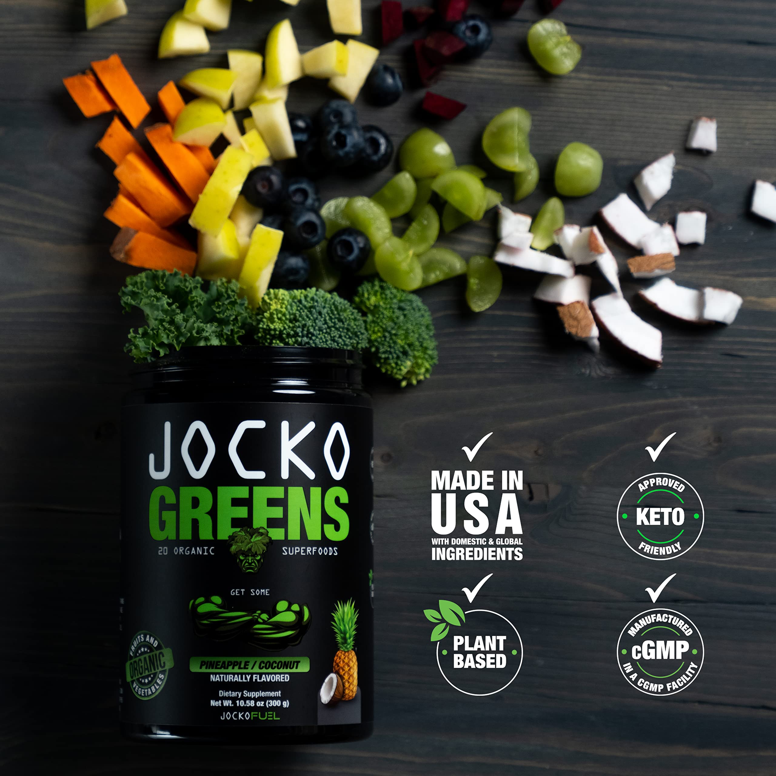 Jocko Fuel Daily Greens Powder - Premium Organic Greens Superfood Powder for Gut Health, Digestion, Bloating, Immune Support with Spirulina, Chlorella,