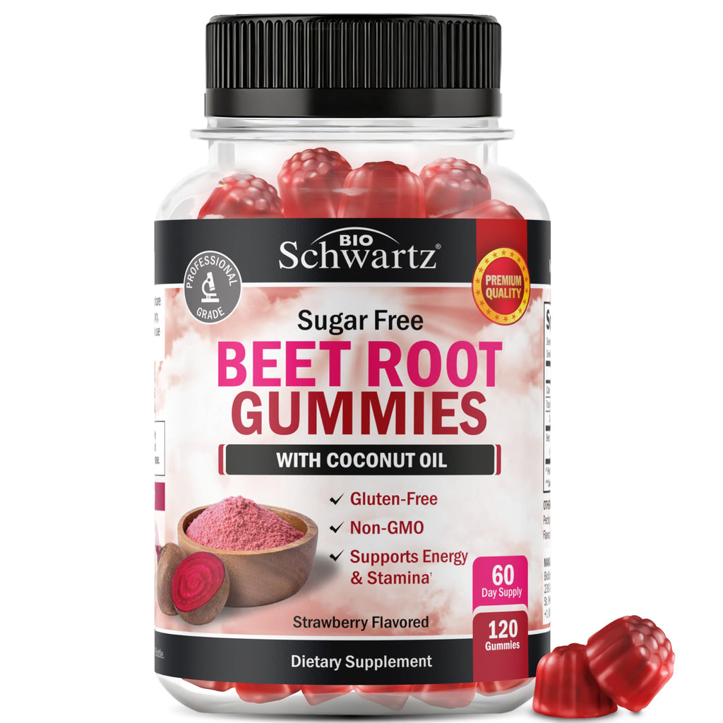Sugar Free Beet Root Gummies - Nitric Oxide Gummies Infused with Coconut Oil for Highest Absorption - Supports Energy & Whole Body Health