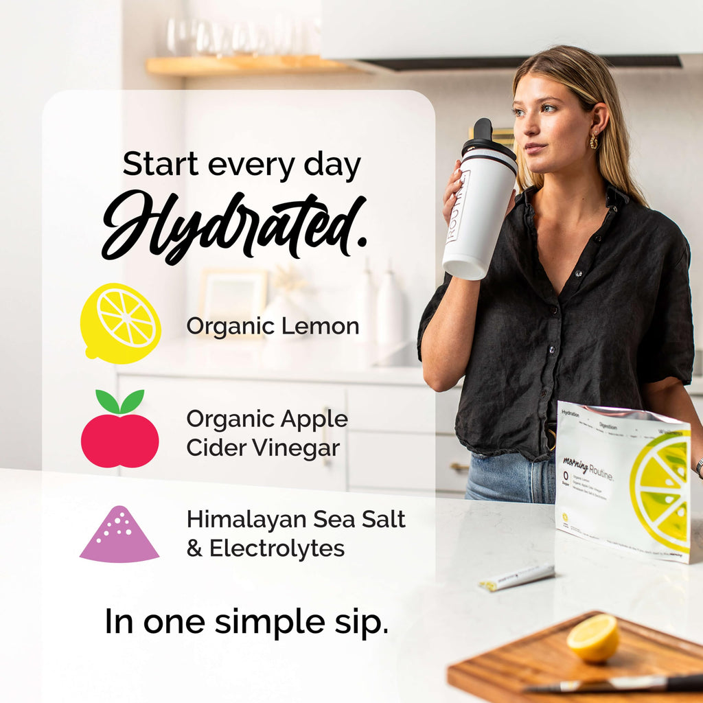 ROUTINE Morning Daily Hydration | Electrolyte Powder Packets | Lemon, Apple Cider Vinegar & Sea Salt Drink Mix | Sugar-Free, Keto & Paleo-Friendly | 3rd-Party