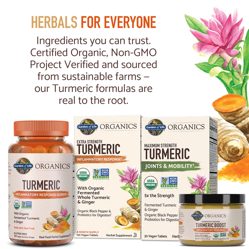 Garden of Life Organics Golden Milk Recovery & Nourishment Powder - 44mg Turmeric Curcumin (95% Curcuminoids), Ashwagandha - Organic Non-GMO Vegan & Gluten