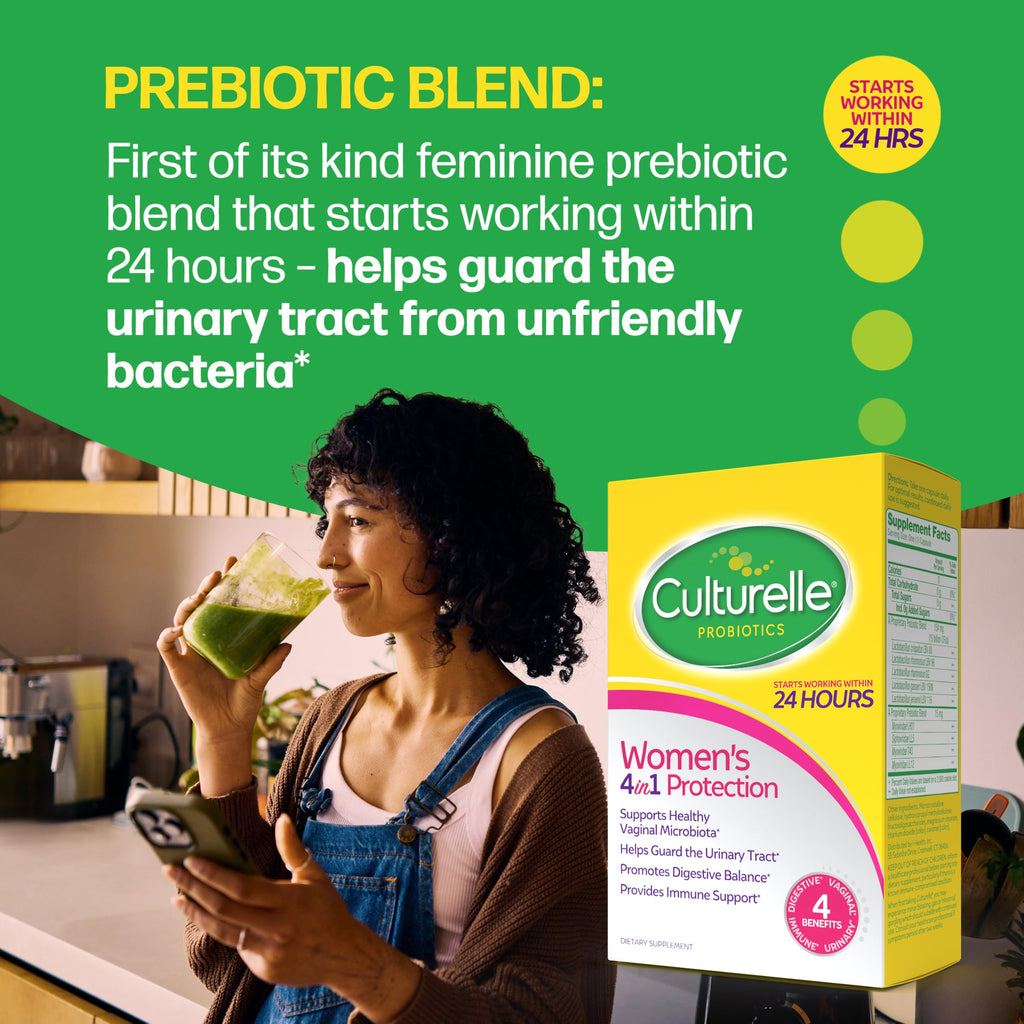 Culturelle 4-in-1 Probiotics for Women, Daily Probiotic & Prebiotic Supplement to Support Vaginal Health, Digestive Health, Immune Health