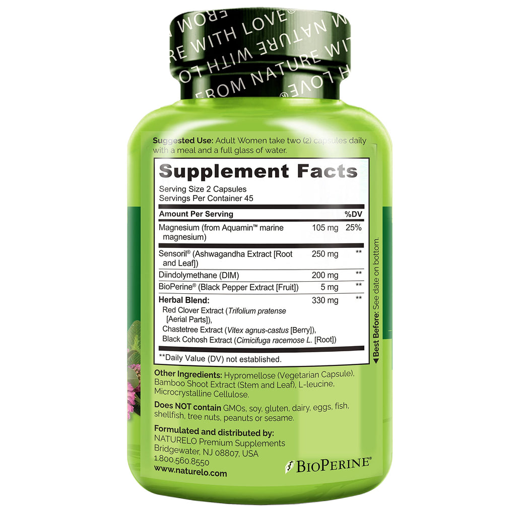 NATURELO Menopause Supplements for Women, Herbal Blend with Black Cohosh for Menopause Hot Flashes Advanced Estrogen Multi-Symptom Formula 90 Capsules NATURELO Au supplements