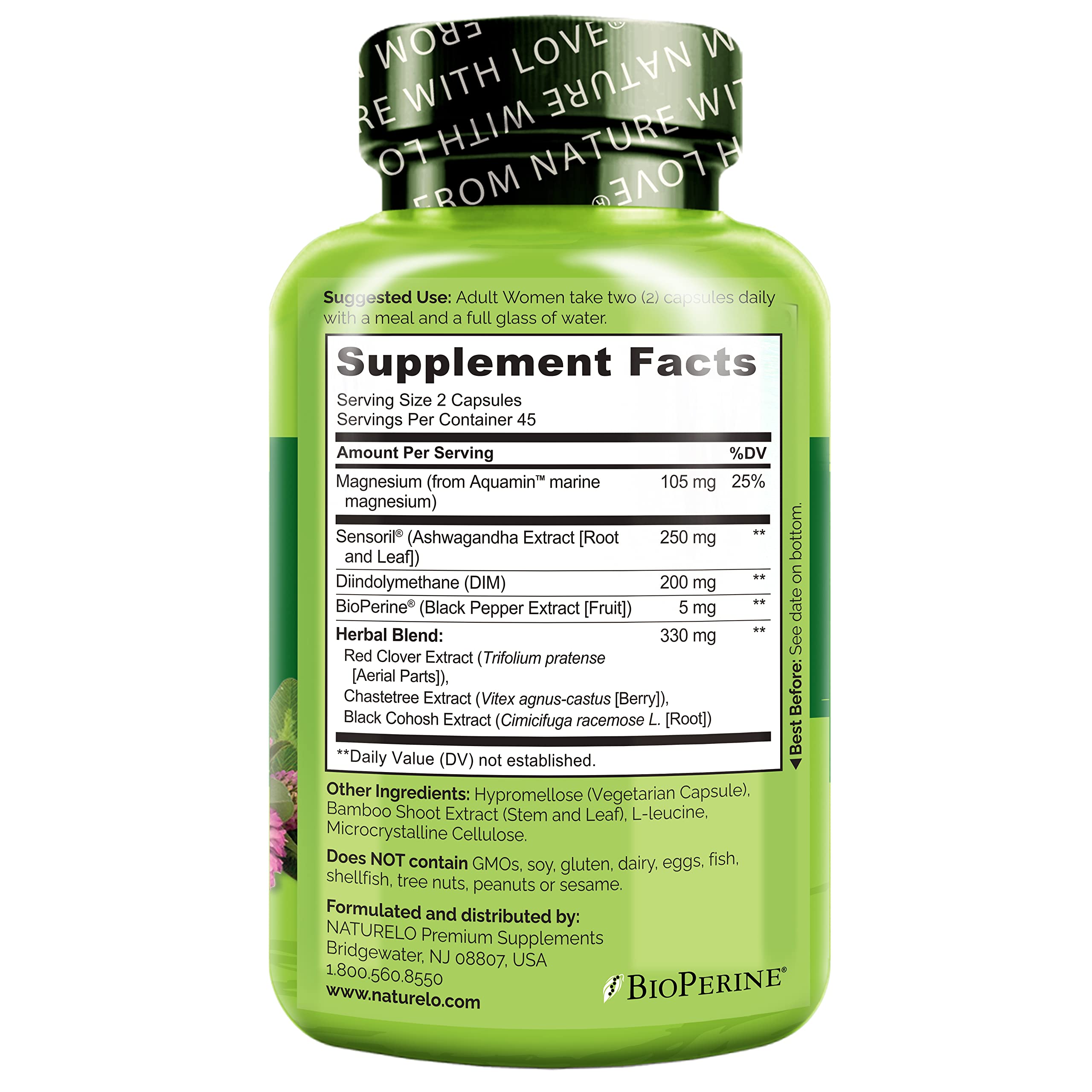 NATURELO Menopause Supplements for Women, Herbal Blend with Black Cohosh for Menopause Hot Flashes Advanced Estrogen Multi-Symptom Formula 90 Capsules NATURELO Au supplements