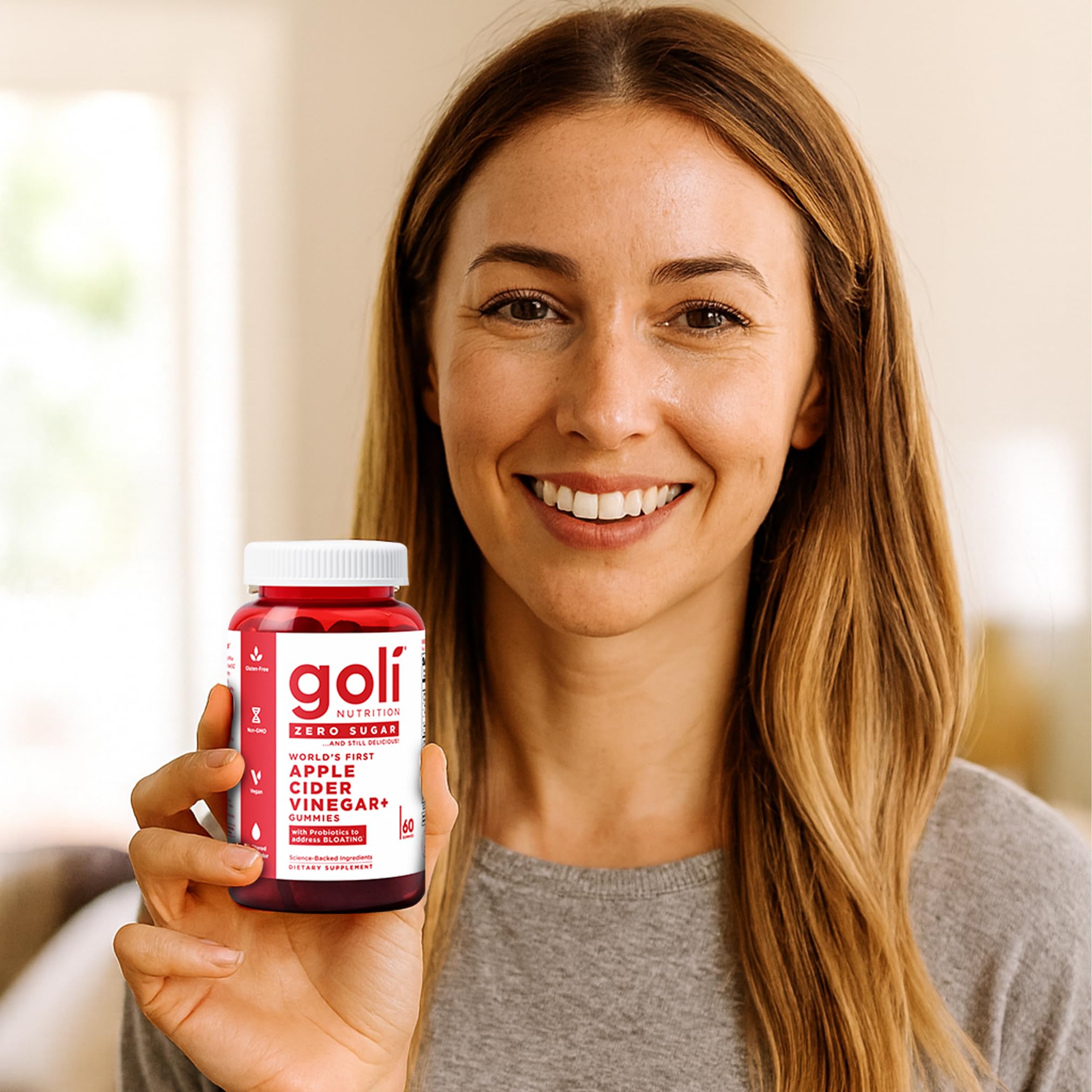 Goli Zero Sugar Apple Cider Vinegar Gummies - ACV with Vitamin B12 and Probiotics - No Sugar Alcohols - Vegan, Keto-Friendly, Gluten-Free