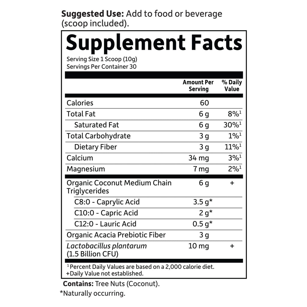 Garden of Life Dr. Formulated Keto Organic MCT Powder - 30 Servings, 6g MCTs from Coconuts plus Prebiotic Fiber & Probiotics