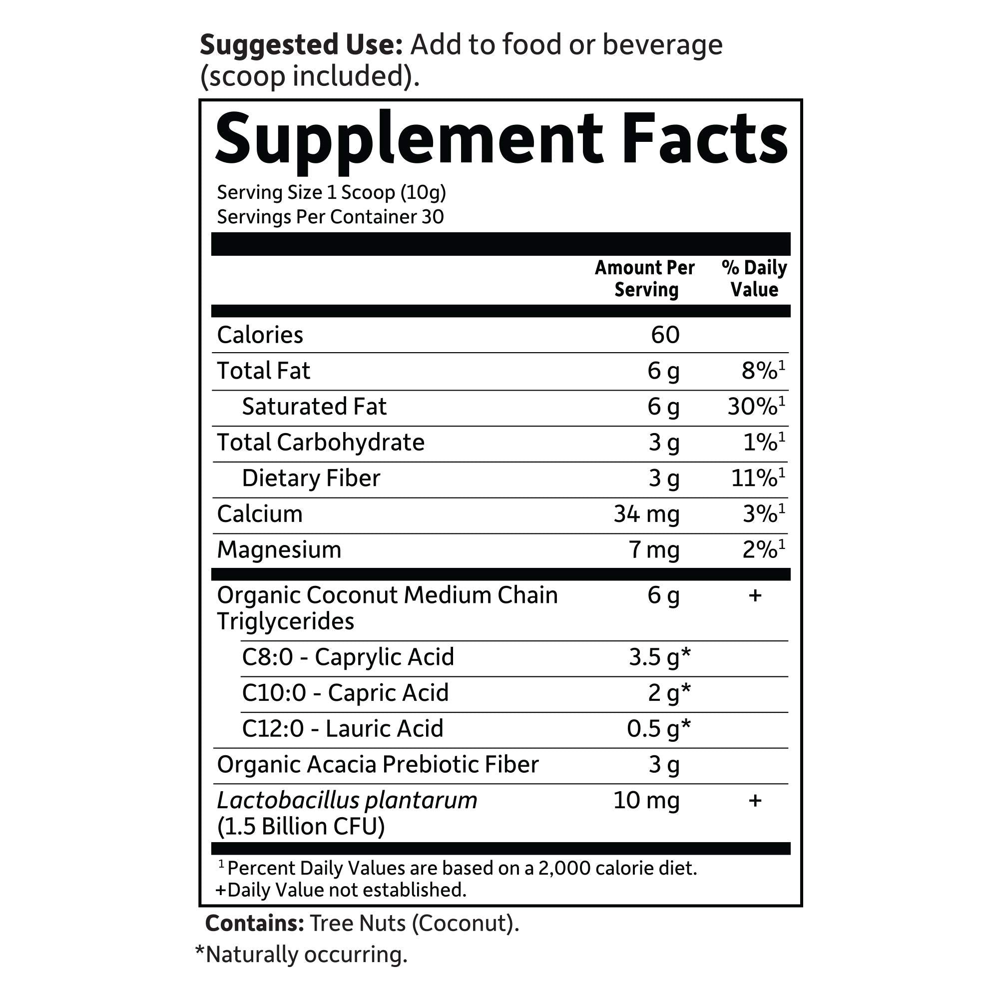 Garden of Life Dr. Formulated Keto Organic MCT Powder - 30 Servings, 6g MCTs from Coconuts plus Prebiotic Fiber & Probiotics