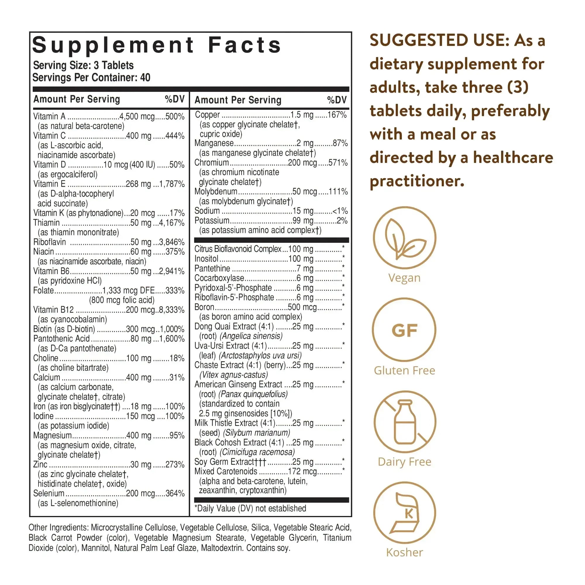 Solgar Female Multiple, 120 Tablets - Multivitamin, Mineral & Herbal Formula for Women - Advanced Phytonutrient Solgar Au supplements