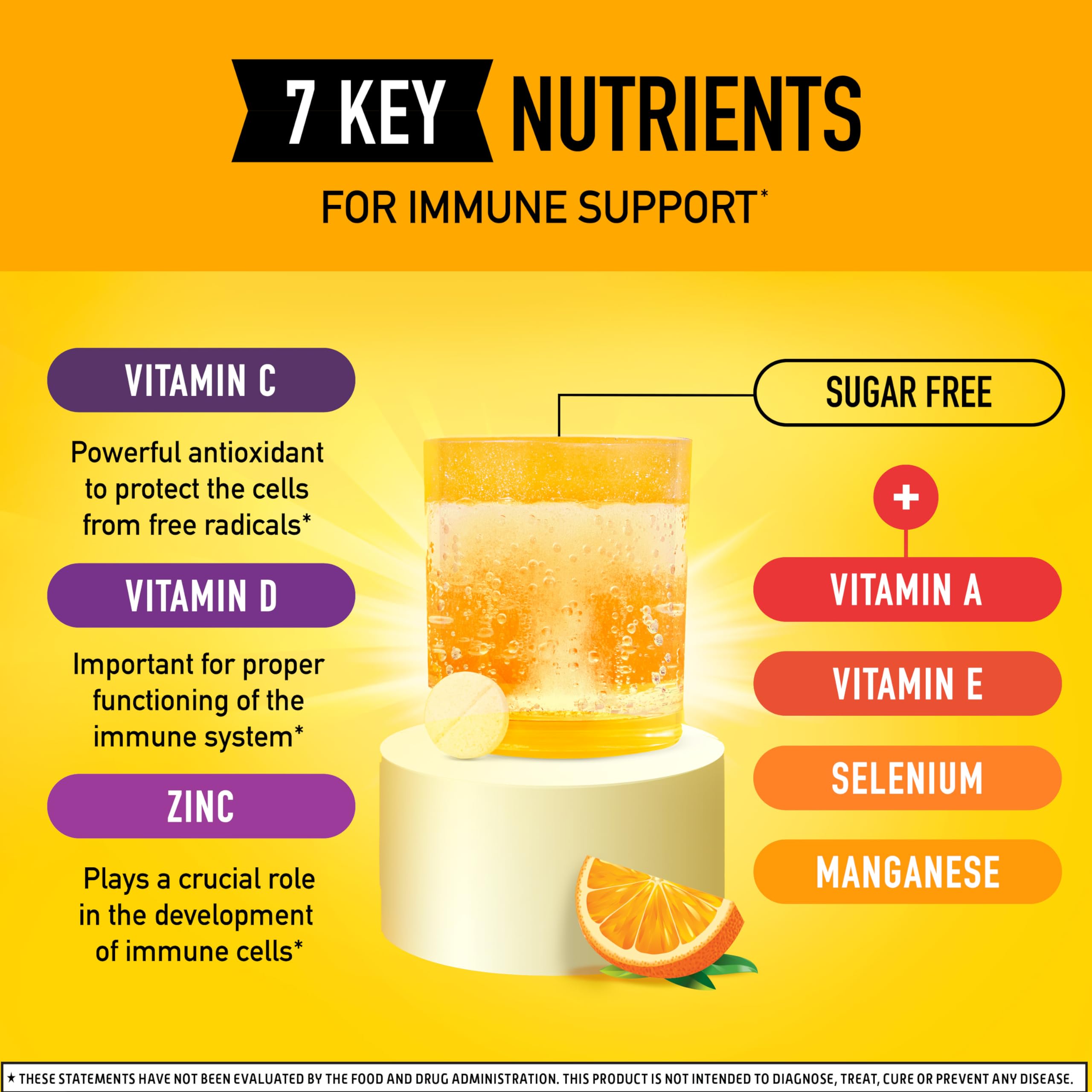 Airborne 1000mg Vitamin C with Vitamin D & Zinc, Sugar Free Multivitamin Immune Support Supplement, Antioxidants Vitamins A C & Vitamin E