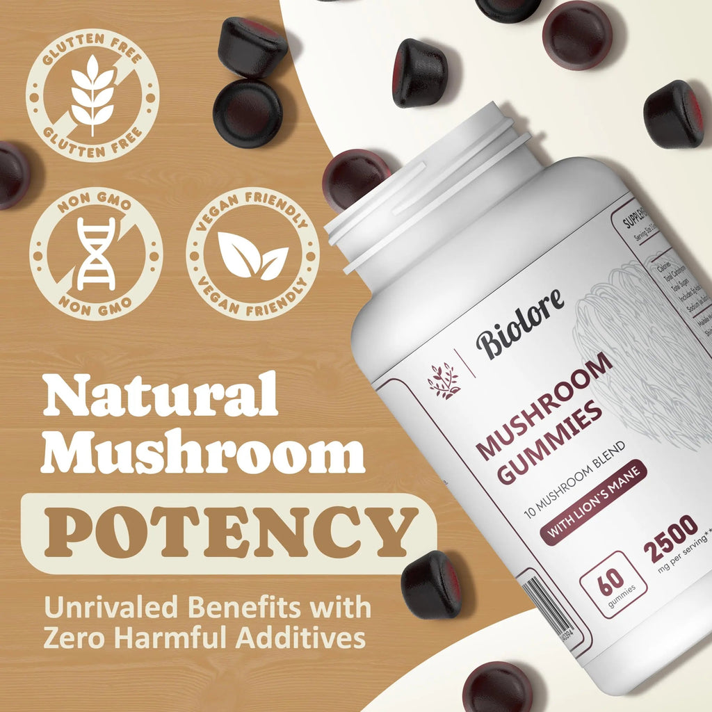 Biolore Mushroom Complex Gummies: 10 Powerful Mushrooms with Chaga, Lions Mane Biolore Au supplements