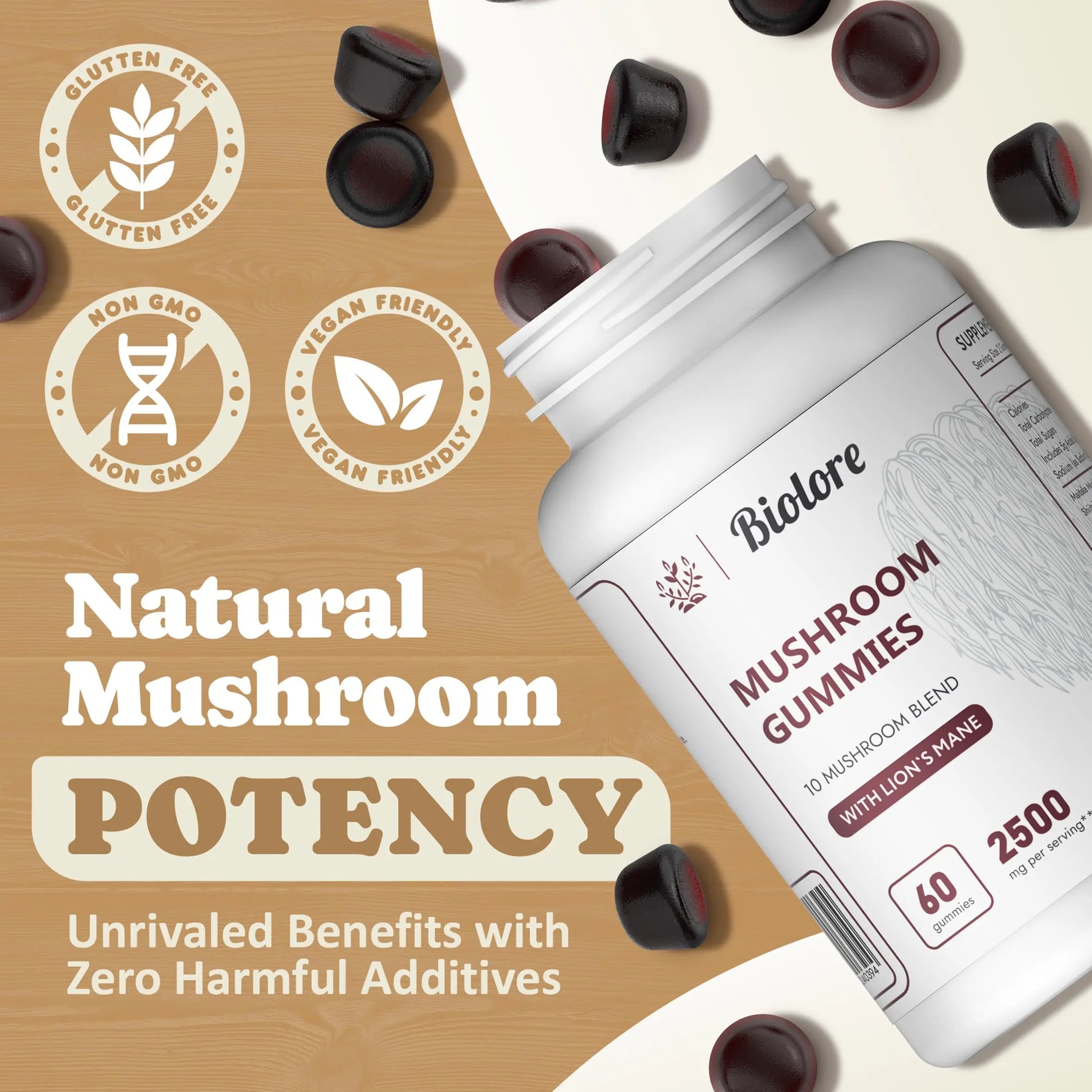 Biolore Mushroom Complex Gummies: 10 Powerful Mushrooms with Chaga, Lions Mane Biolore Au supplements
