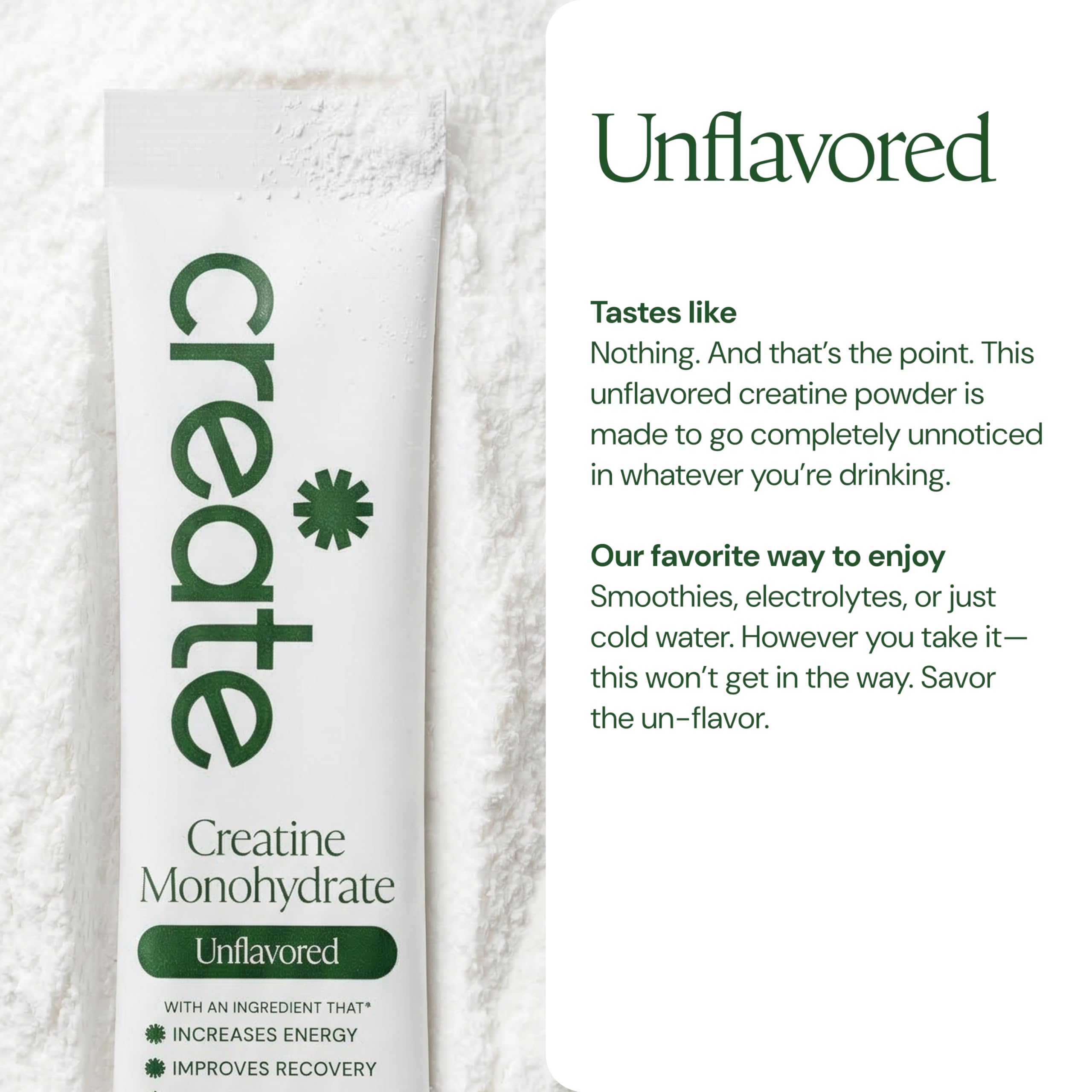 Create Creatine Monohydrate Powder - Creatine Travel Packets, Made with Creapure, 3rd Party Tested & NSF Certified for Sport, 30 Stick Packs, Unflavored