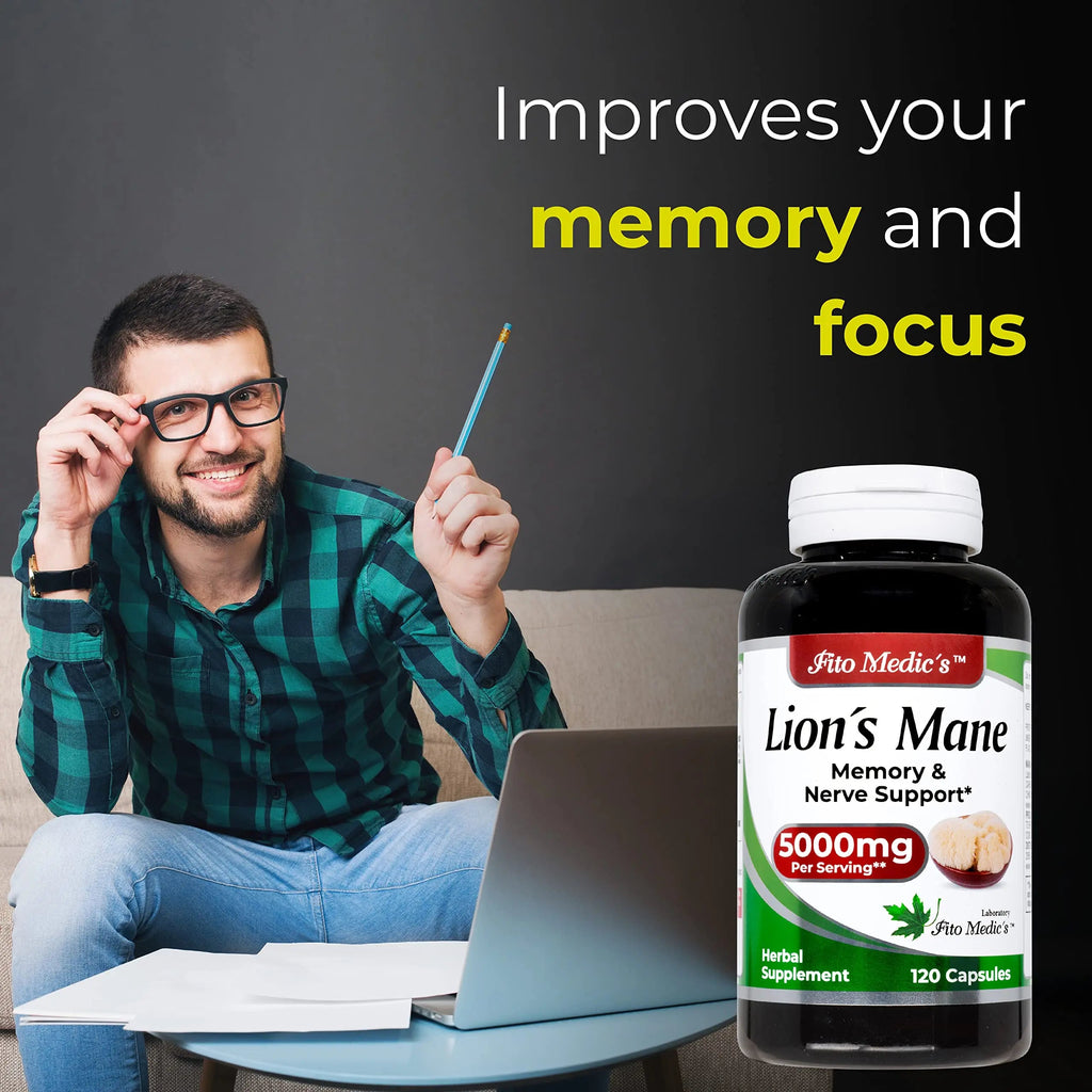 Lab | Lions Mane | 5000 mg per Serving | 120 Capsules | lions mane supplement | lions mane FITO MEDIC'S Au supplements
