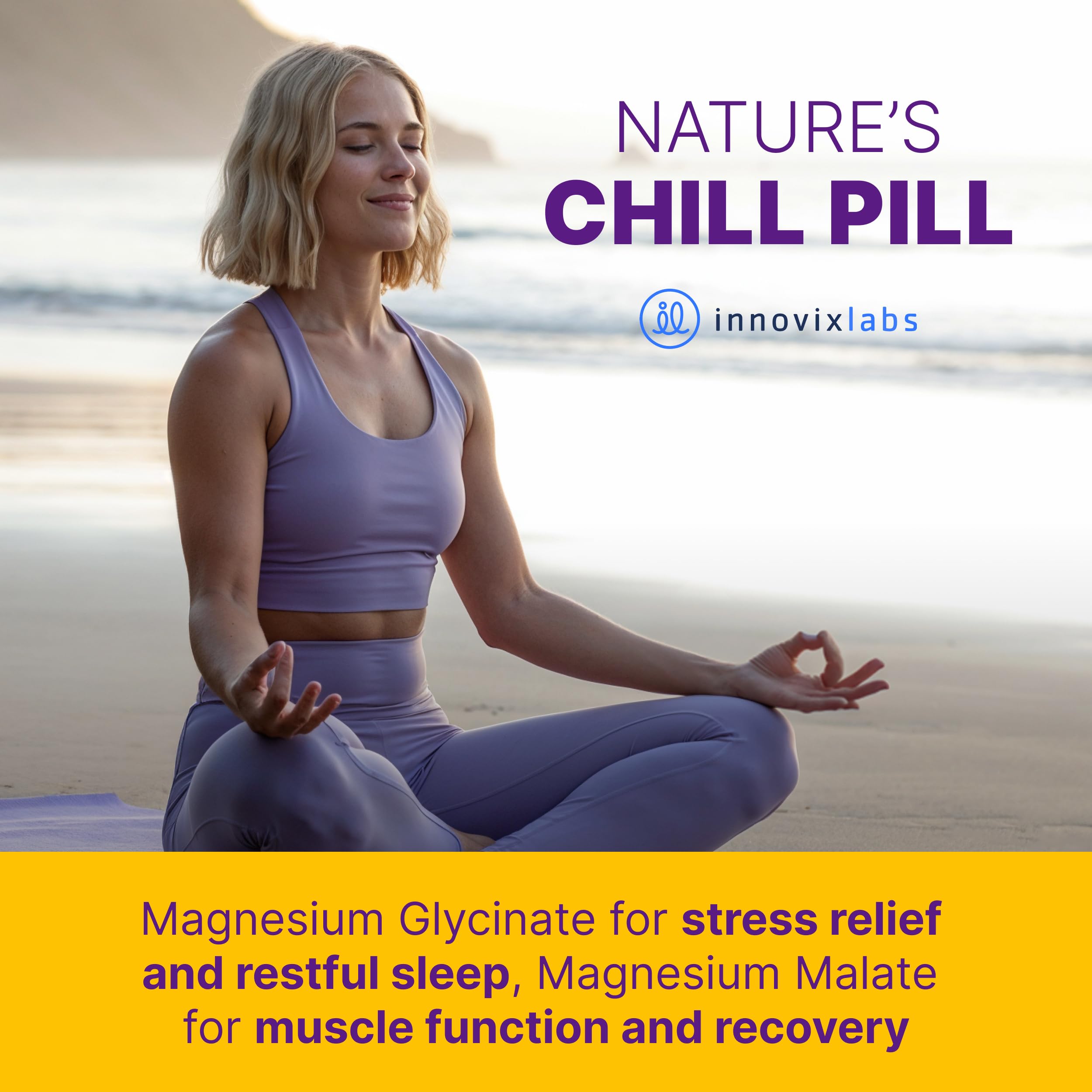 InnovixLabs Advanced Magnesium Capsules - 150 Ct, 210 mg - Chelated Glycinate and Malate - High Absorption, Promotes Relaxation, Bones, Muscle Health