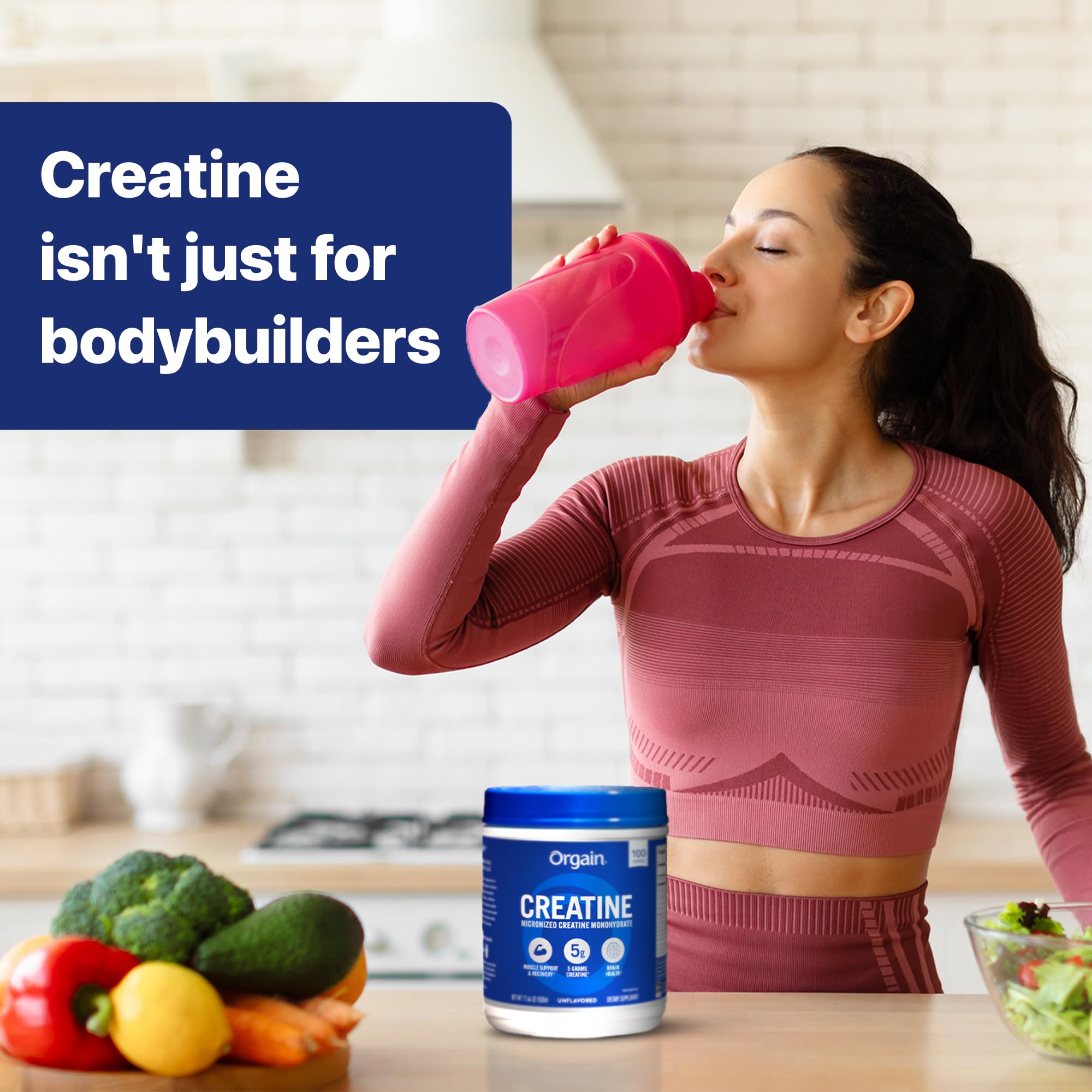 Orgain Creatine Monohydrate Micronized Powder, 100 Servings, Unflavored, Supports Muscle Growth, Post Workout Recovery and Brain Health, No Artificial Additives, for Men & Women, Vegan Orgain Au supplements
