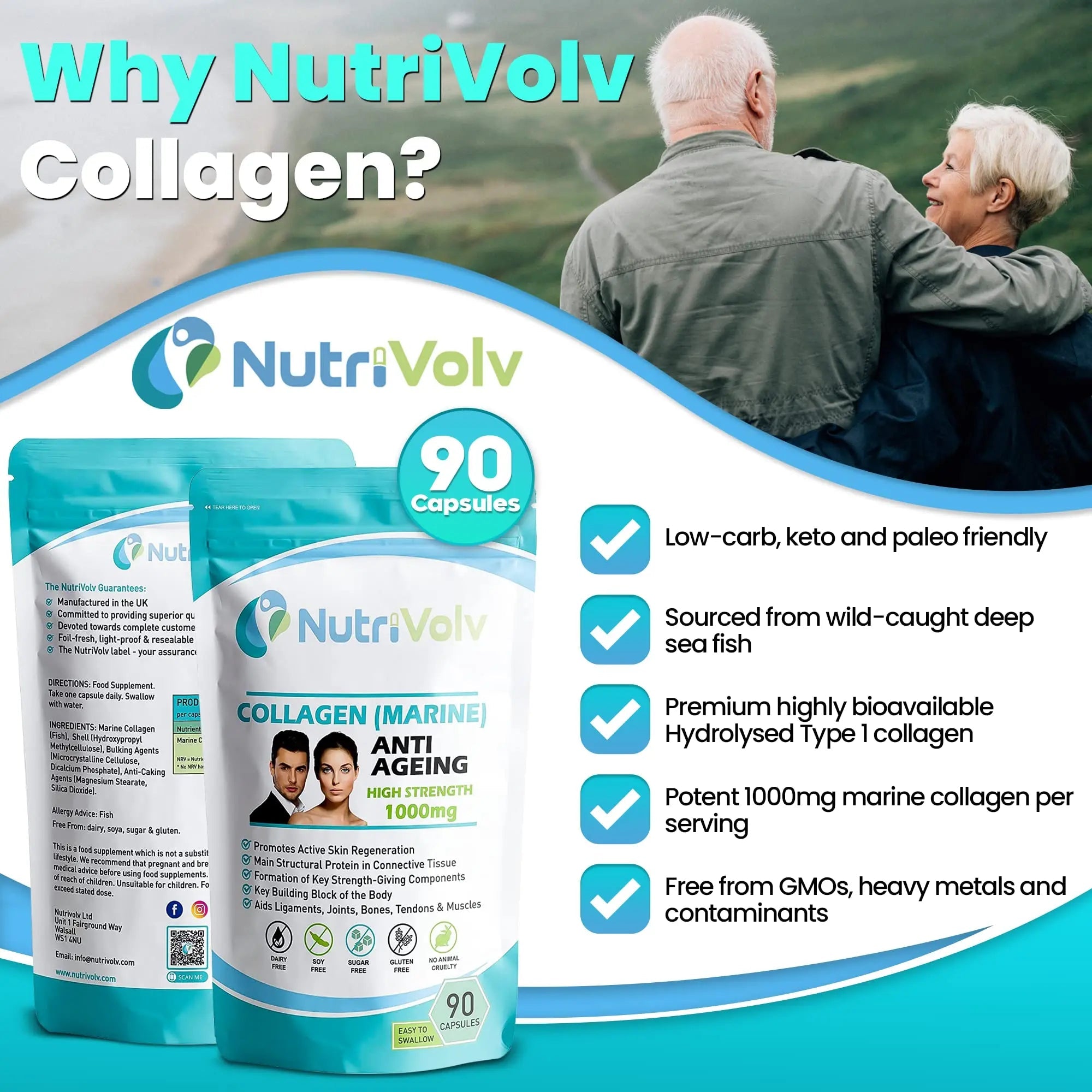 Nutrivolv Collagen Marine (1000mg) Supplement for Skin , Anti Ageing Nutrivolv Au supplements