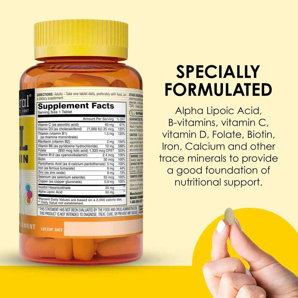 MASON NATURAL Renal Multivitamin, with ALA, Biotin, & B Vitamins for Daily Support,100 Caplets MASON NATURAL Au supplements