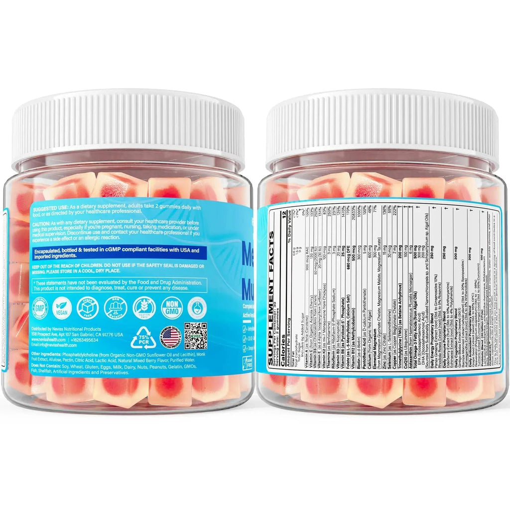 Methylated Multivitamin for Women & Men Gummies w/ Omega-3, Calcium, D3 K2, Methylfolate & B12, TMG, Daily Vitamin A, C, E, B Complex, Magnesium, CoQ10 NEVISS Au supplements