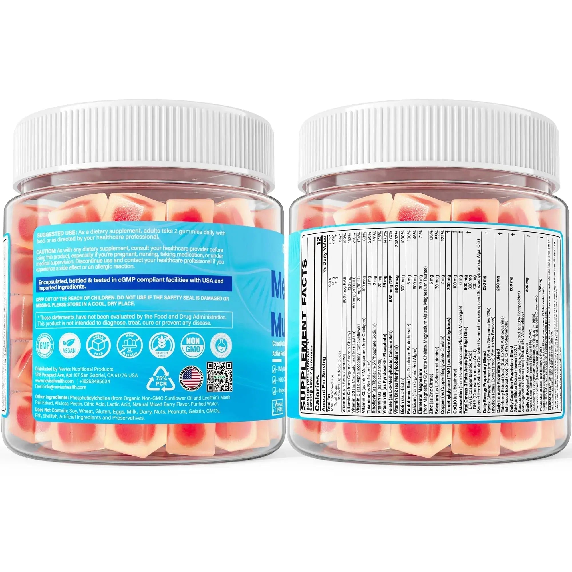Methylated Multivitamin for Women & Men Gummies w/ Omega-3, Calcium, D3 K2, Methylfolate & B12, TMG, Daily Vitamin A, C, E, B Complex, Magnesium, CoQ10 NEVISS Au supplements