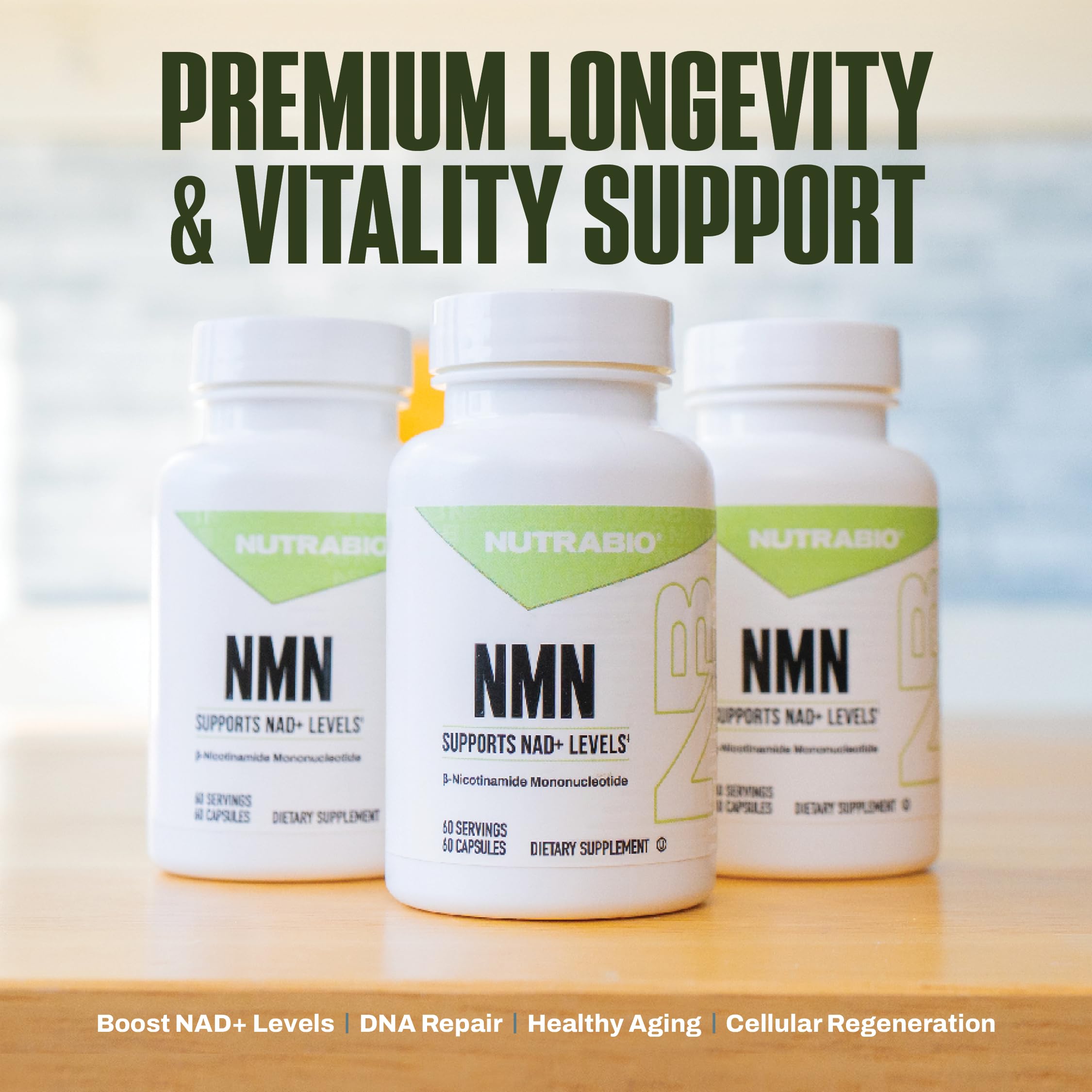 NutraBio NMN - NAD Supplement, Longevity Support, Boost NAD Levels, Increase Cellular Energy, Brain Health, Healthy Aging- 60 Servings- 60 Capsules NutraBio Au supplements