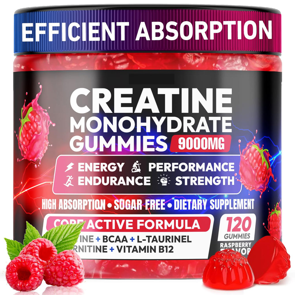 Cytona Creatine Gummies Monohydrate Complex 9000MG, Pre-Workout for Men & Women, Creatine Gummy with L-Taurine, BCAA 2:1, B12/6 for Muscle Support