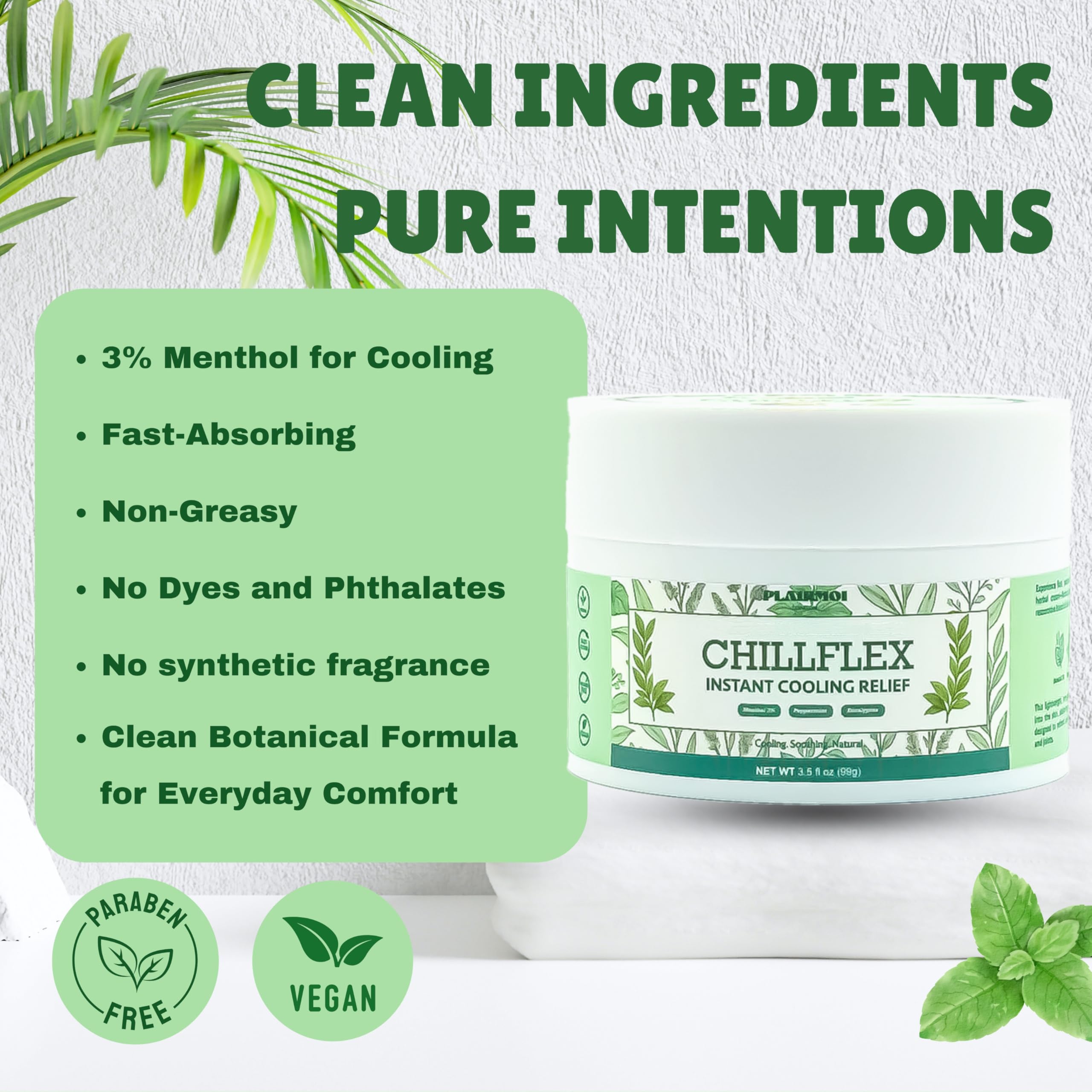 PLAIRMOI CHILLFLEX Pain Relief Gel for Muscle Aches, Joint Pain, Discomfort & Inflammation – Fast Acting, Cooling, Non-Greasy with 3% Menthol & Eucalyptus – 3.5 oz, 1-Pack PLAIRMOI Au supplements