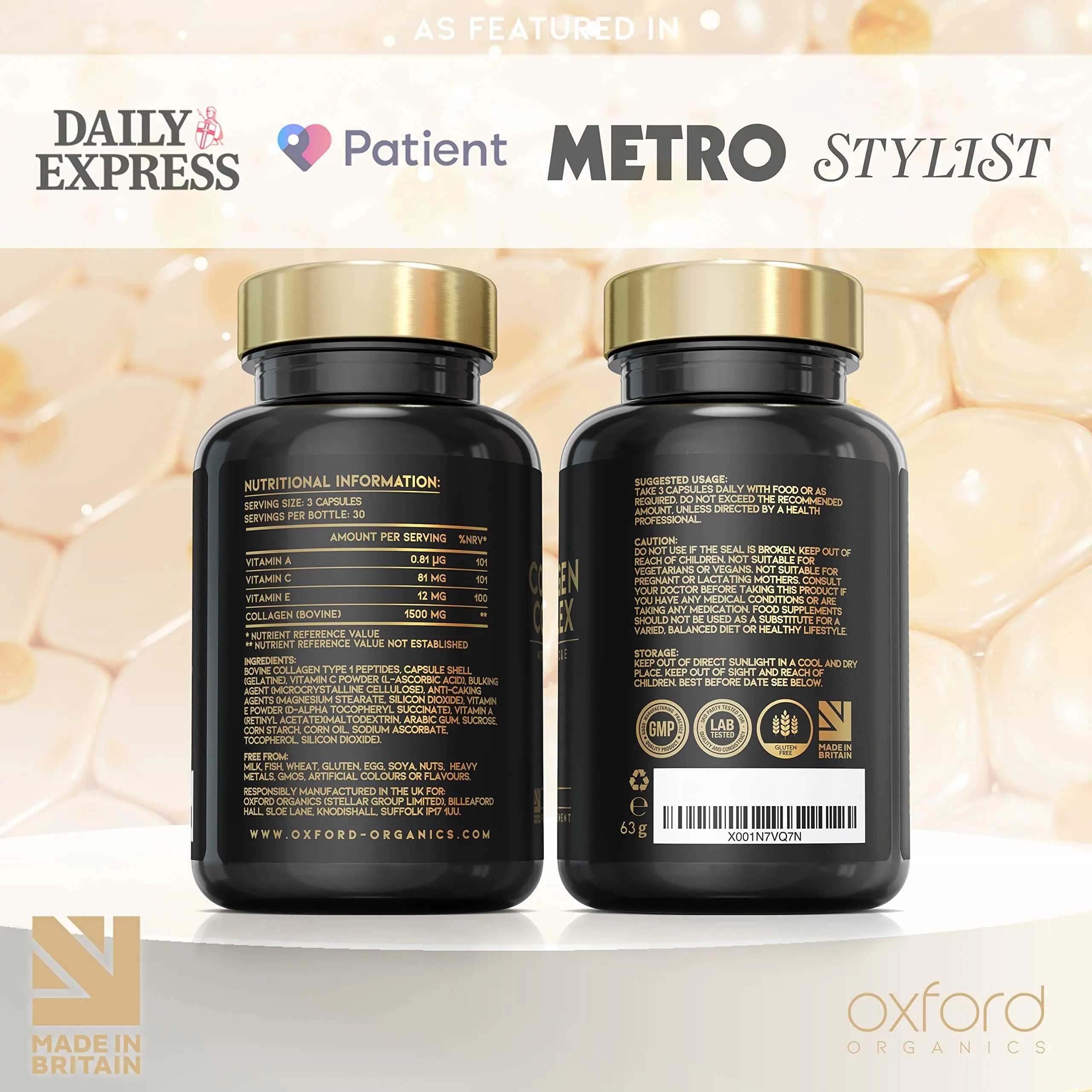 Advanced Collagen Complex | 1593mg Vitamin Boosted Complex for Glowing Hair, Skin & Nails Oxford Organics Au supplements