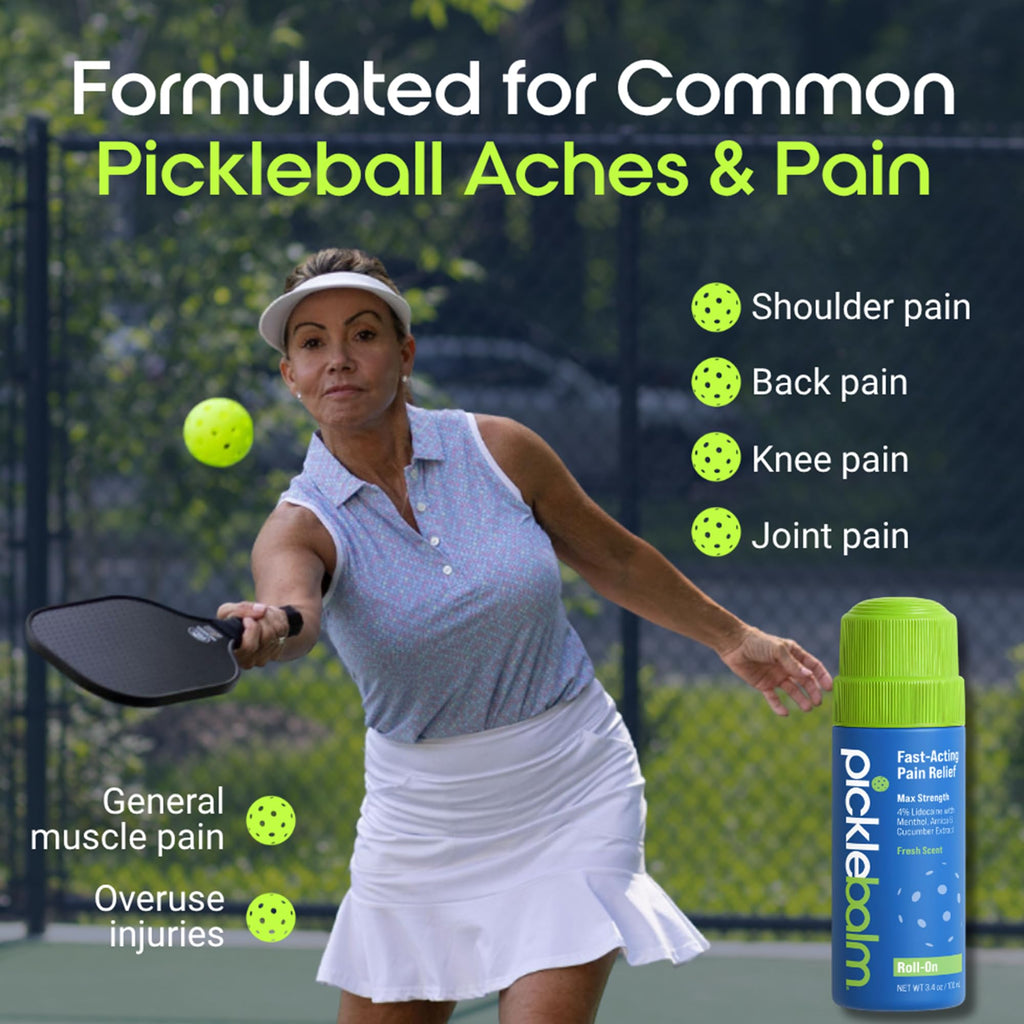 PickleBalm Pickleball In-Game Muscle Pain Relief Roll-On with 4% Lidocaine, Arnica, Menthol, Cucumber Seed Extract for Shoulders, Knees, Wrists, and More, 3.4oz Roll-On Applicator PickleBalm Au supplements