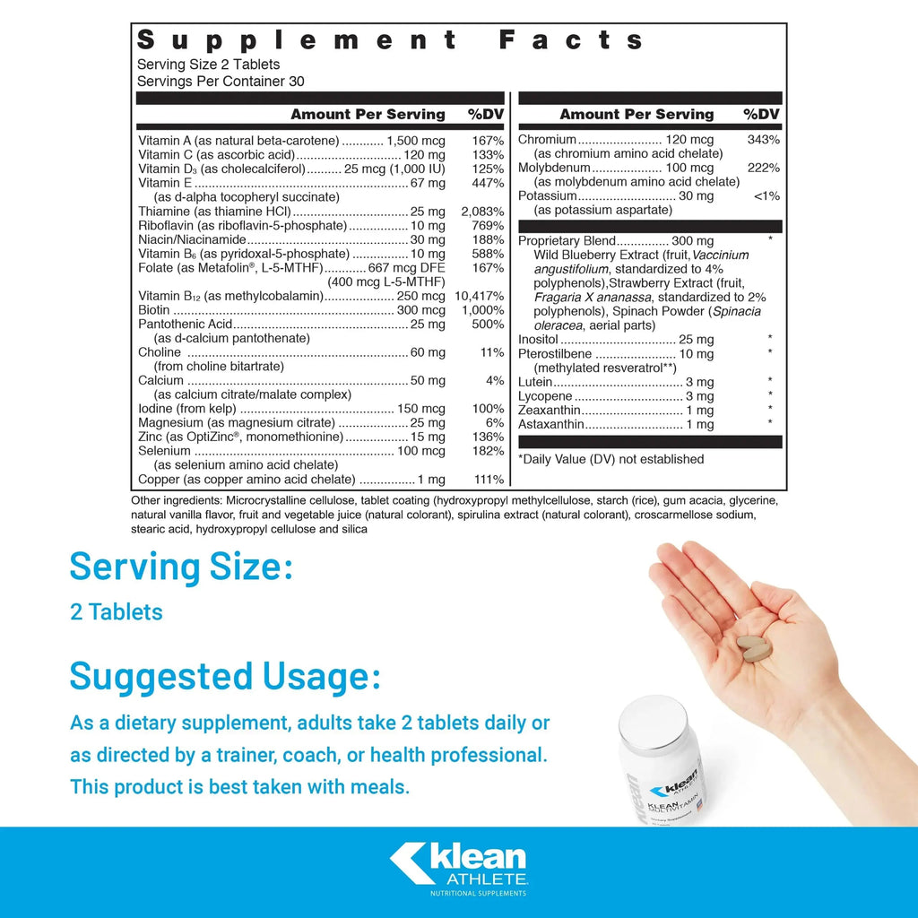 Klean Athlete Klean Multivitamin - Essential Nutrients & Antioxidants for Optimal Health - NSF Certified for Sport - 60 Tablets Klean Athlete Au supplements