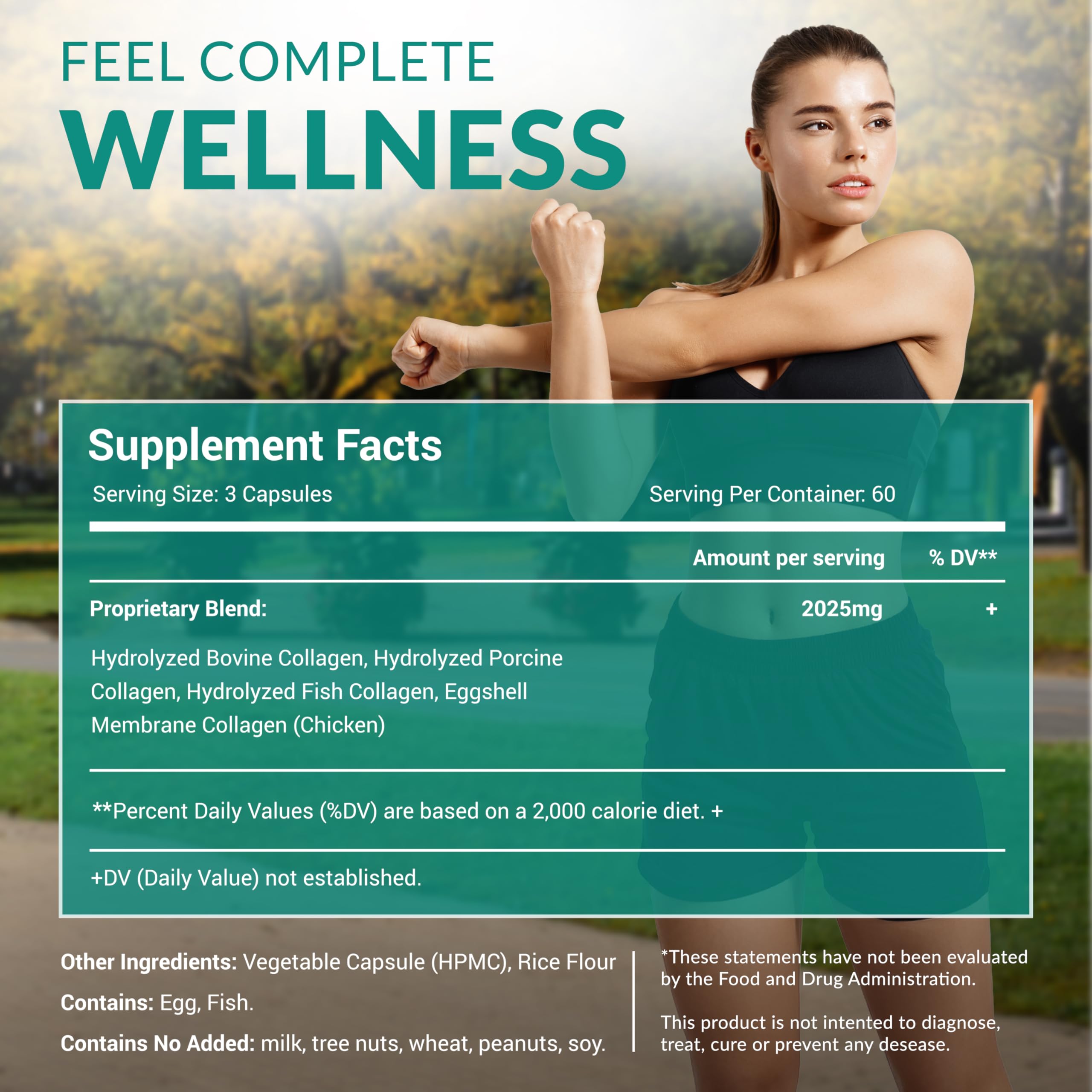 Multi Collagen 180 Protein Capsules - Type I, II, III, V, X Collagen Pills - Proprietary Blend of Eggshell, Chicken, Wild Fish & Grass-Fed