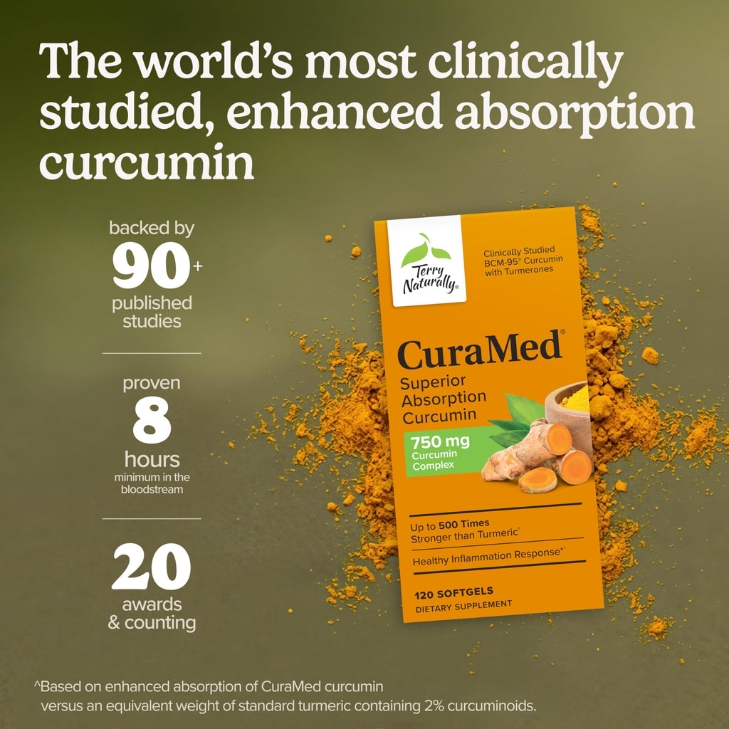 Terry Naturally CuraMed 750 mg - Antioxidant Supplement for Brain & Heart Health Support - Supplement with High-Potency Curcumin Complex - Kidney, Liver