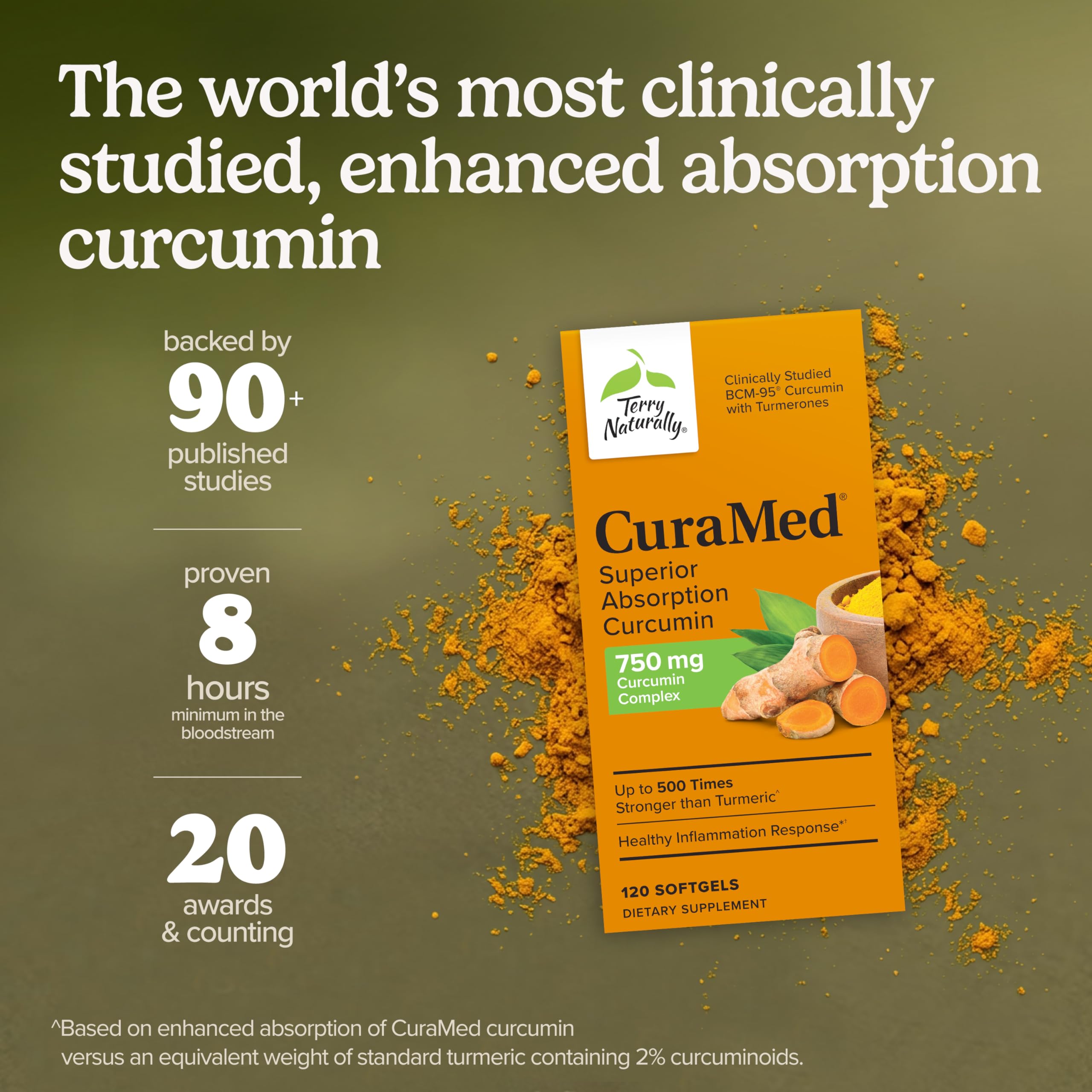 Terry Naturally CuraMed 750 mg - Antioxidant Supplement for Brain & Heart Health Support - Supplement with High-Potency Curcumin Complex - Kidney, Liver