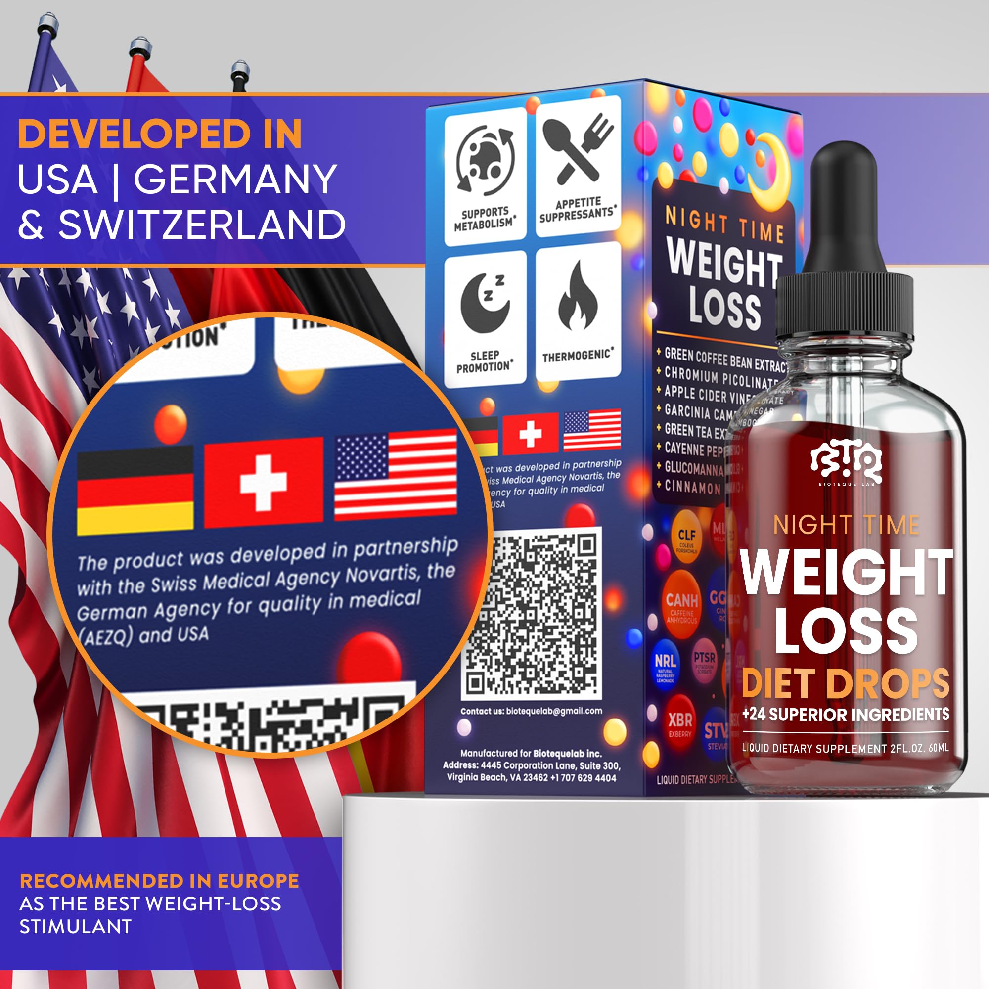 BIOTEQUELAB Night Time Weight Loss Diet Drops - Appetite Control, Fat BIOTEQUELAB Au supplements