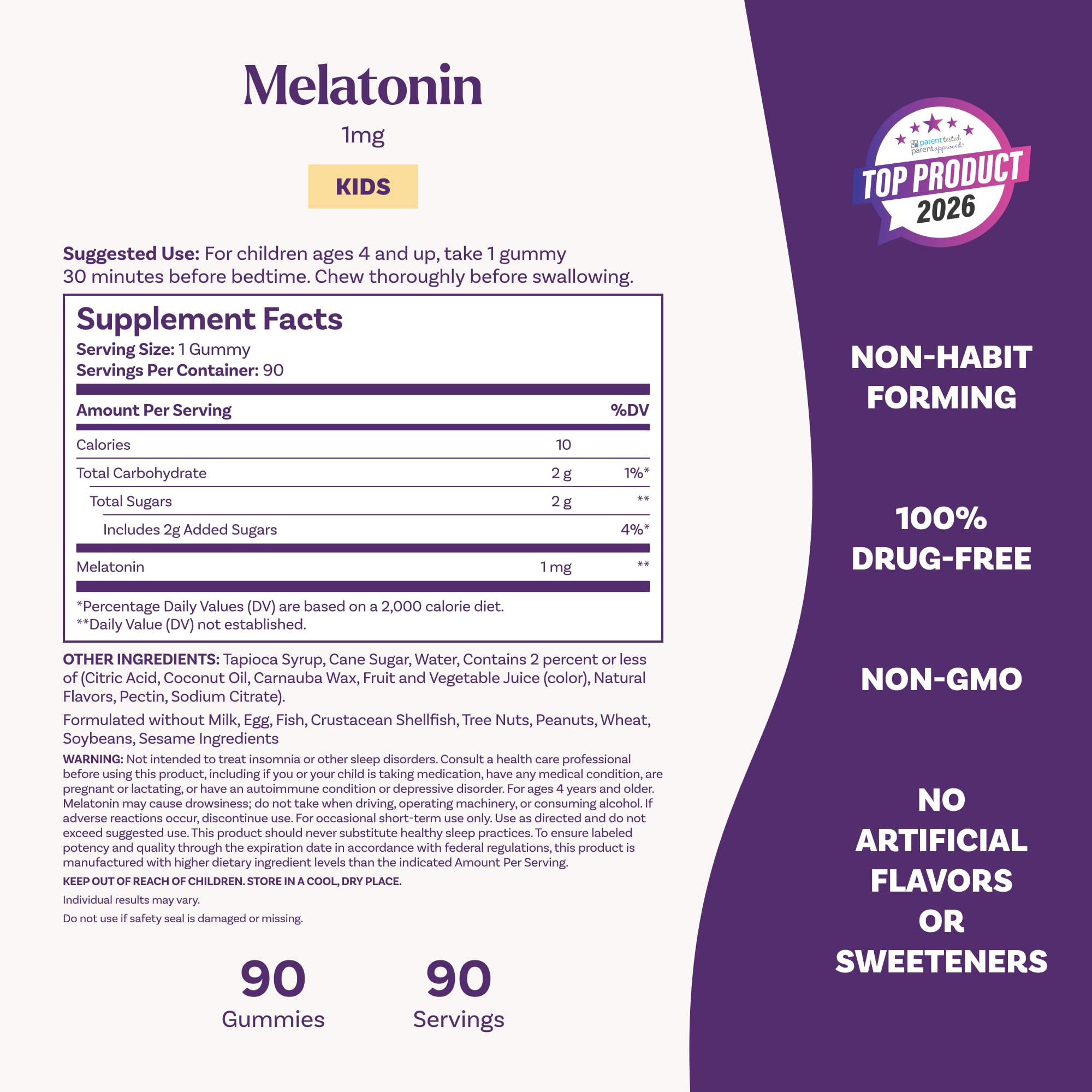 Natrol Kids Melatonin 1mg, for Restful Sleep, 90 Raspberry-Flavored Gummies