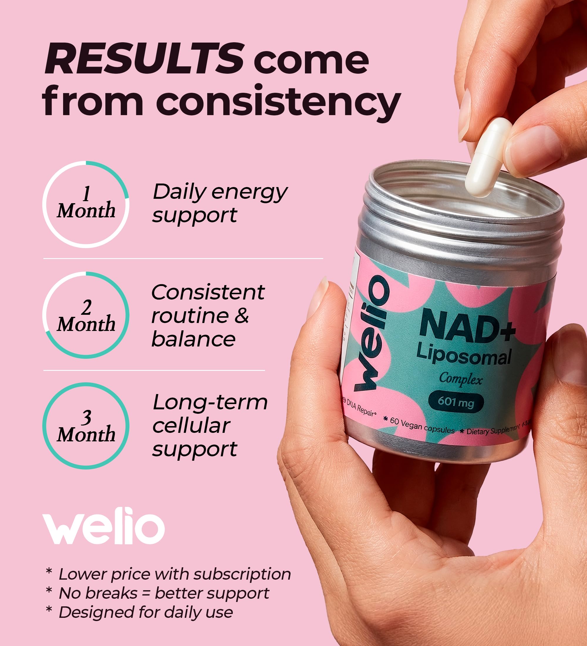 Liposomal NAD Supplement 601mg | Third-Party Tested, High Purity NAD+ | Anti-Aging & Cellular Health | NMN Supplement Alternative | Advanced NAD+ Supplement for Women & Men – 60 Capsules Welio Au supplements
