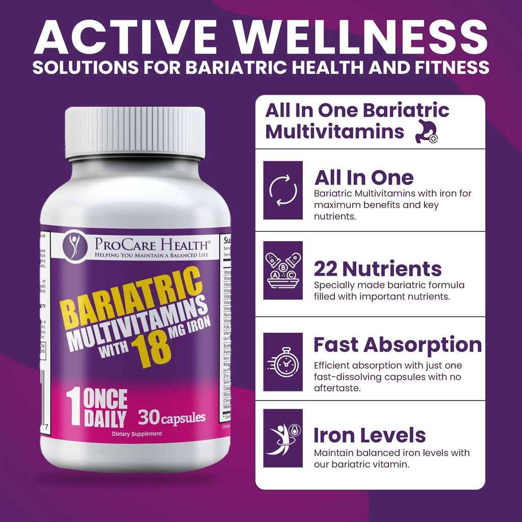 ProCare Health Bariatric Multivitamin with Iron 18mg (30 Easy to Swallow Capsules) - Post Op Bariatric Vitamins ProCare Health Au supplements
