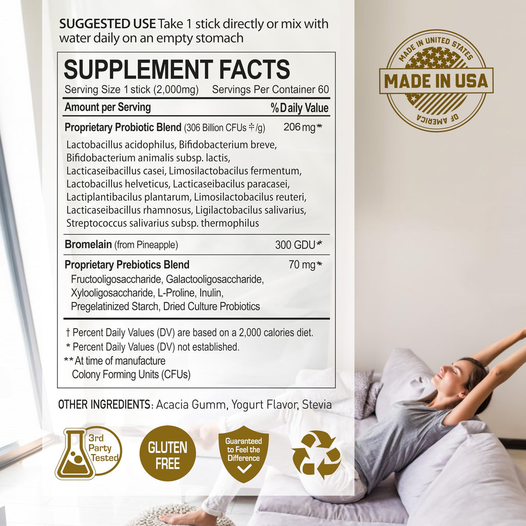 NANOWELL 12 Strains Probiotic 55 Billion CFU with Digestive Enzymes Powder - Immune Support, Gut Health, Probiotics, Prebiotics & Postbiotics - 60 Sticks, 60 Day Supply NANOWELL Au supplements
