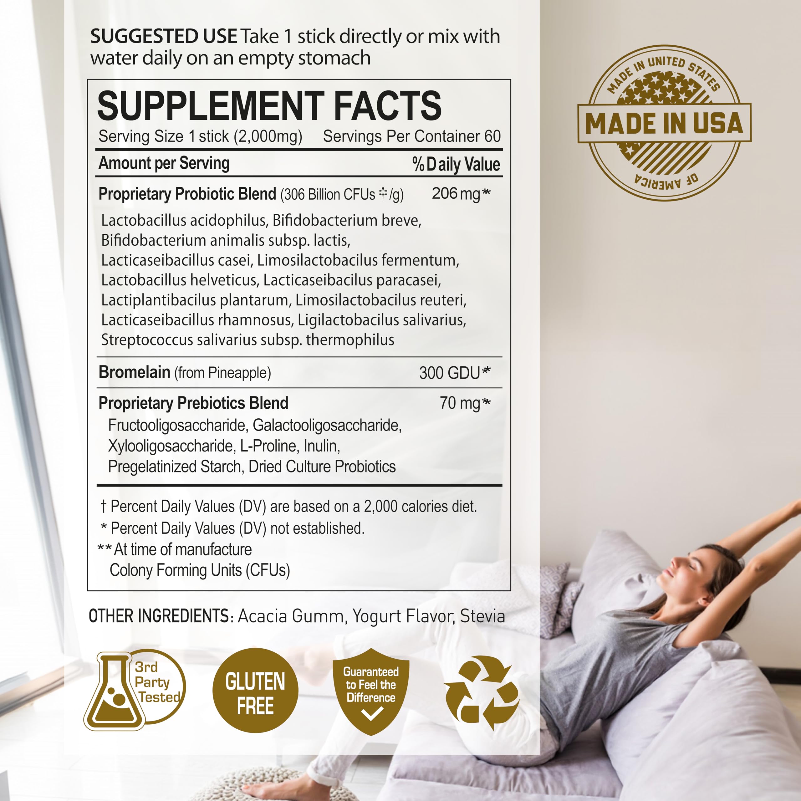 NANOWELL 12 Strains Probiotic 55 Billion CFU with Digestive Enzymes Powder - Immune Support, Gut Health, Probiotics, Prebiotics & Postbiotics - 60 Sticks, 60 Day Supply NANOWELL Au supplements