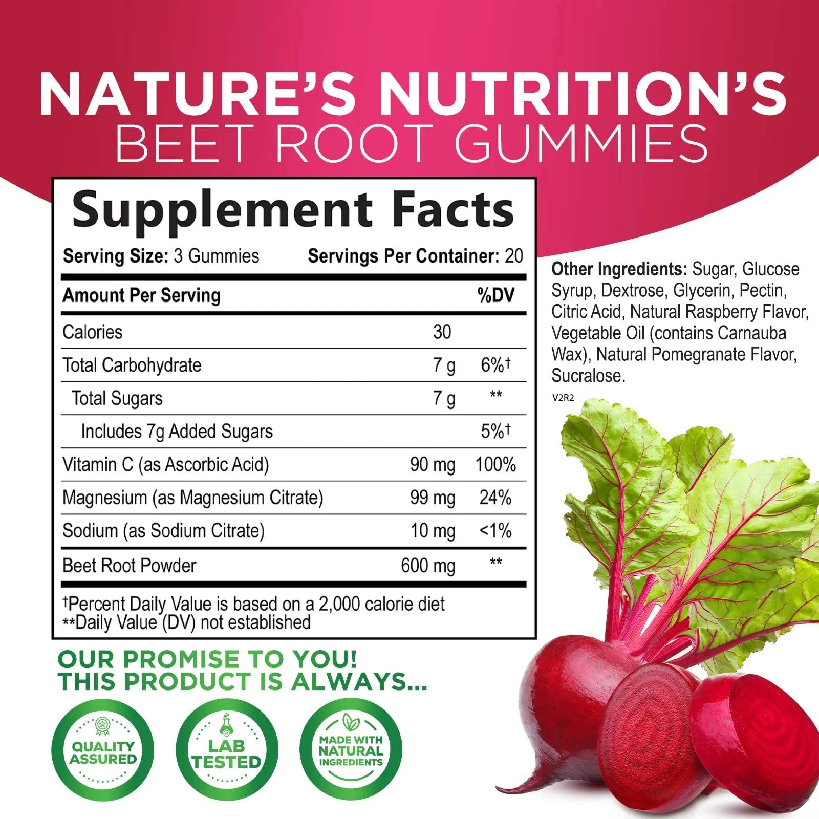Nature's Nutrition Beet Gummies with Beetroot - Energy & Heart Health Support Nature's Nutrition Au supplements