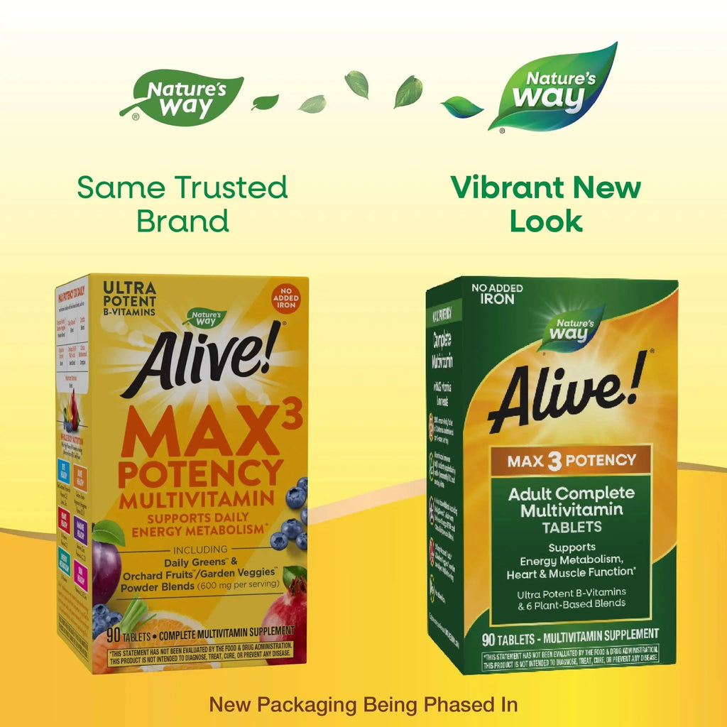 Nature's Way Alive! Max3 Potency Adult Complete Multivitamin, High Potency B-Vitamins to Support Energy Metabolism Nature's Way Au supplements