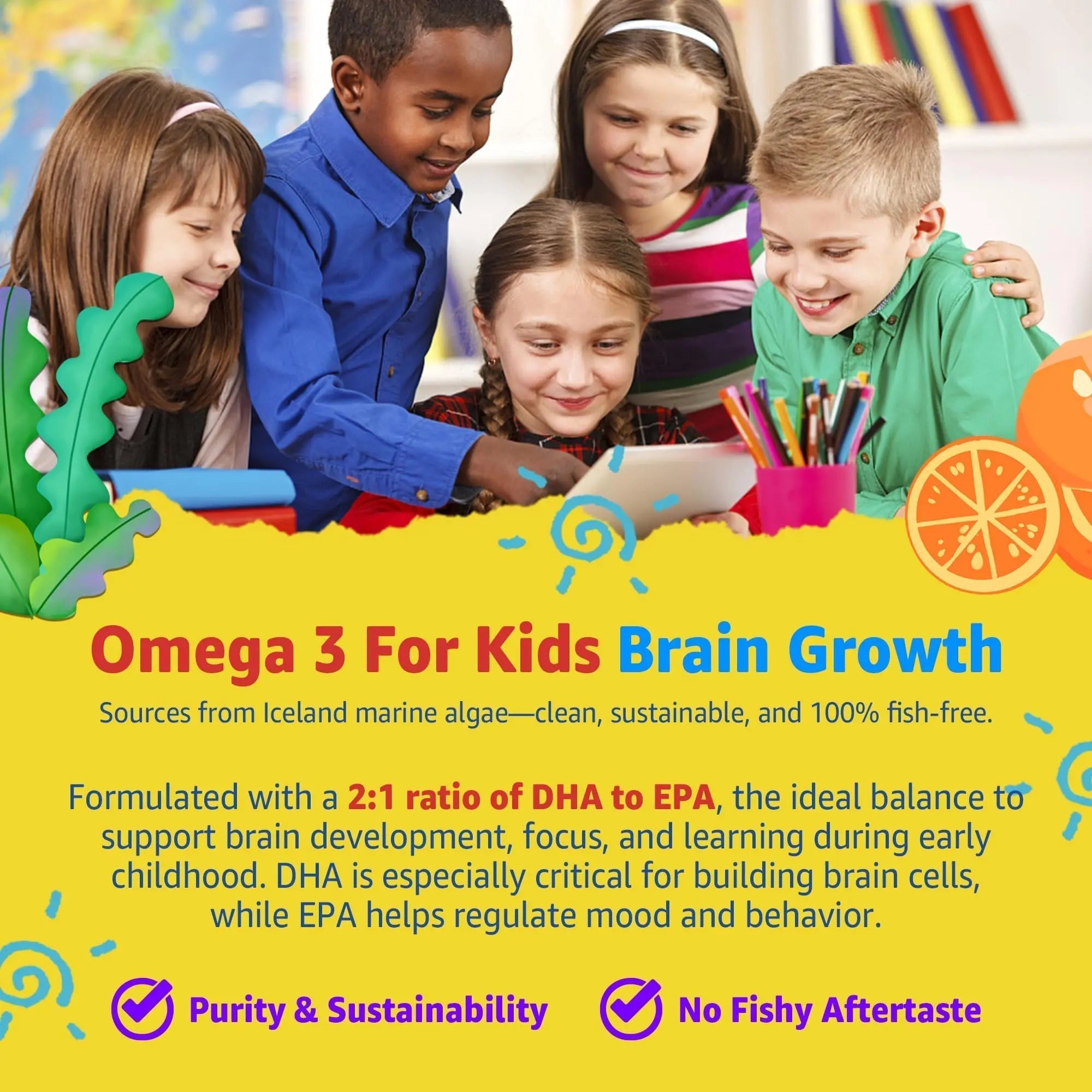Kids Multivitamin Gummies with Iron, Sugar Free, Kids Daily Vitamins + Probiotics, Algae Omega 3 (EPA/DHA), A, C, D, Methyl B12, Folate, B6, Zinc, Biotin Nextdia Au supplements