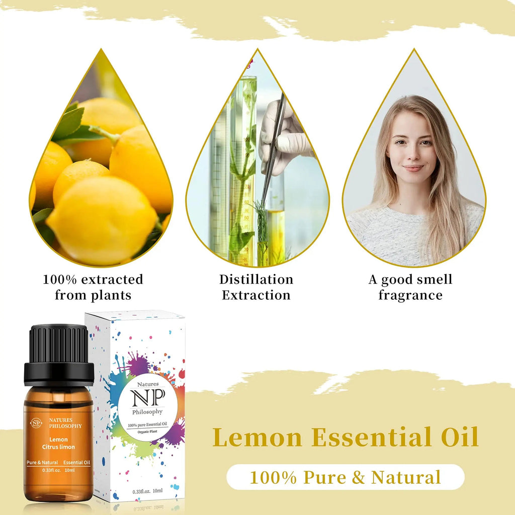 Lemon Essential Oil,100% Pure Organic Essential Oils for Aromatherapy, Diffuser, Massage, Soap Making NP NATURES PHILOSOPHY Au supplements