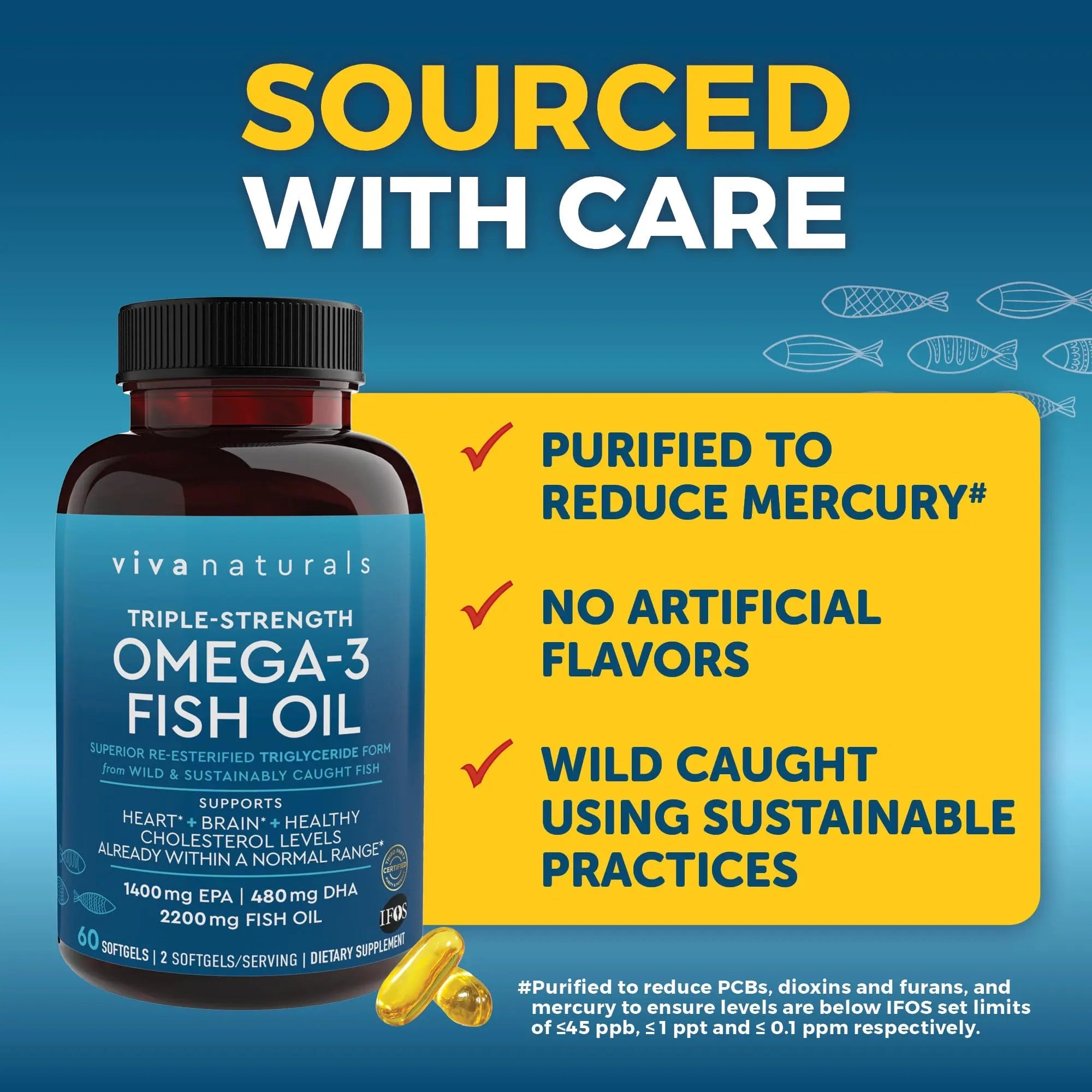 Viva Naturals Triple Strength Omega 3 Fish Oil Supplement - 2200 mg Wild Caught Viva Naturals Au supplements