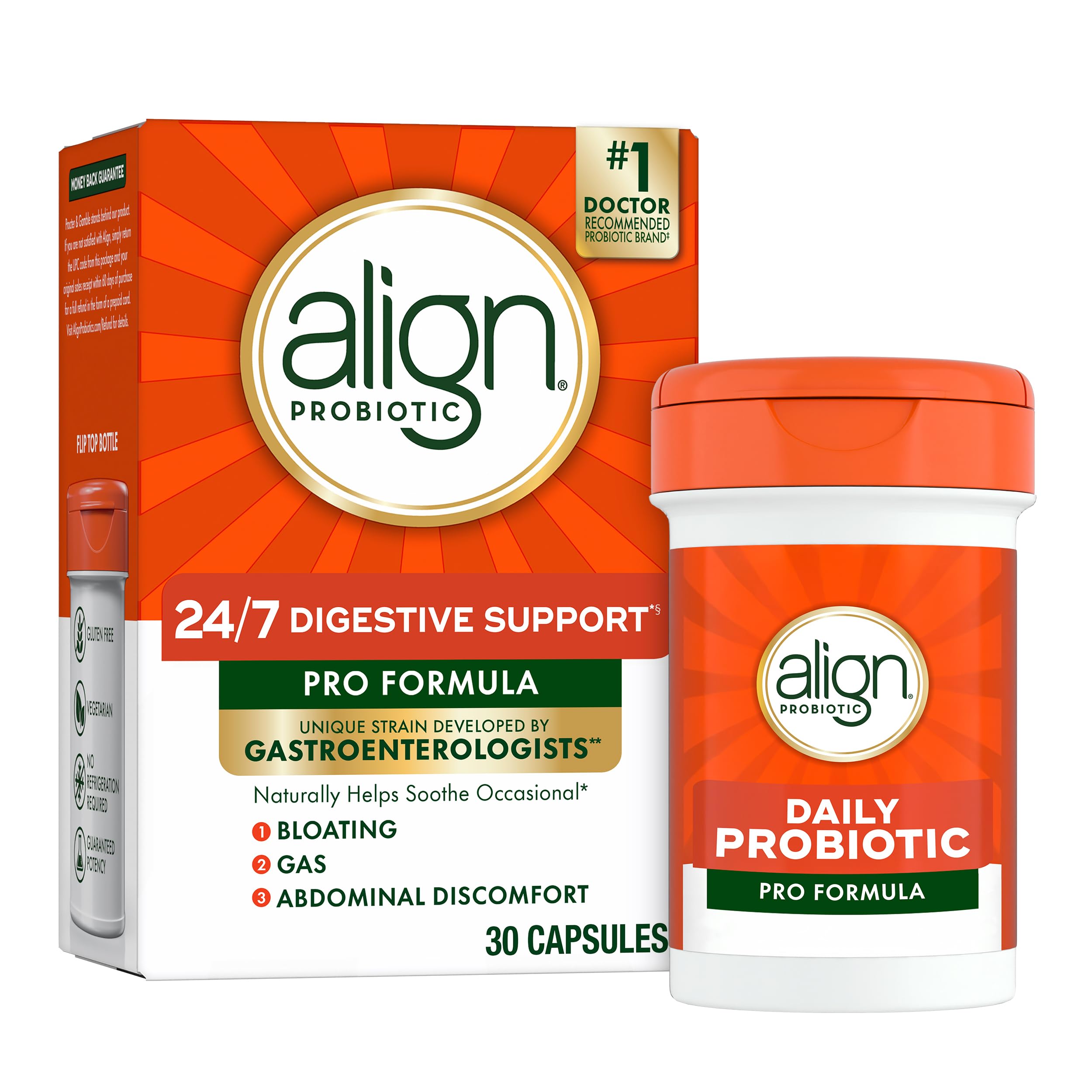 Align Probiotic, Pro Formula, Probiotics for Women and Men, Probiotics for Digestive Health, Men and Womens Probiotic Capsules Help Relieve Occasional Bloating & Gas*, 30 Capsules Align Au supplements