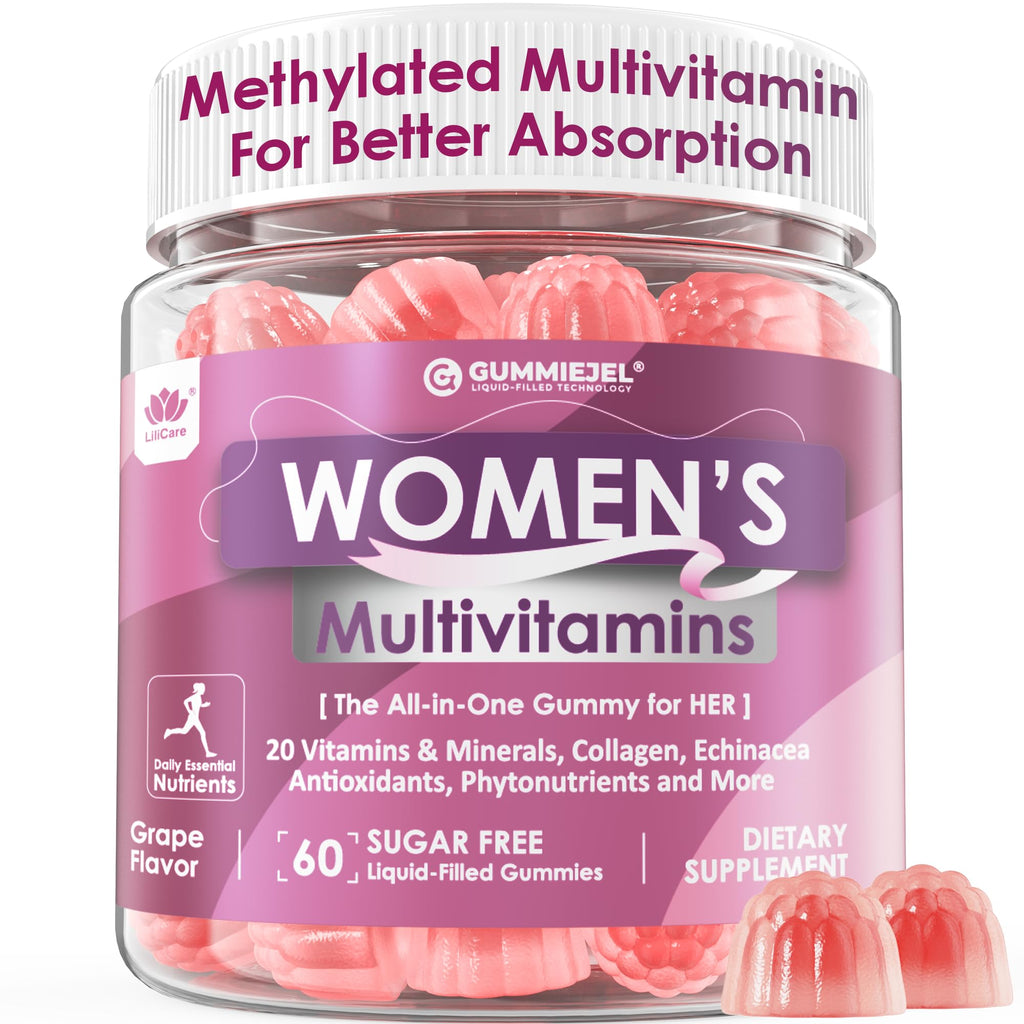 Womens Multivitamin Gummy, Methylated Multivitamin for Women, Biotin, Methylfolate, Iron, Collagen, Vitamins A C D, B Complex, Antioxidants for Women's Daily Support,