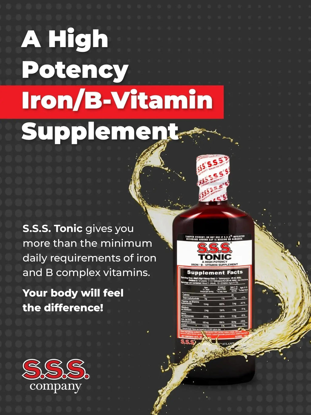 S.S.S. Tonic, Iron and Vitamin B Supplement, High Potency Vitamins, Bottle,10 Fl Oz (Pack of 1) S.S.S. CO. Au supplements