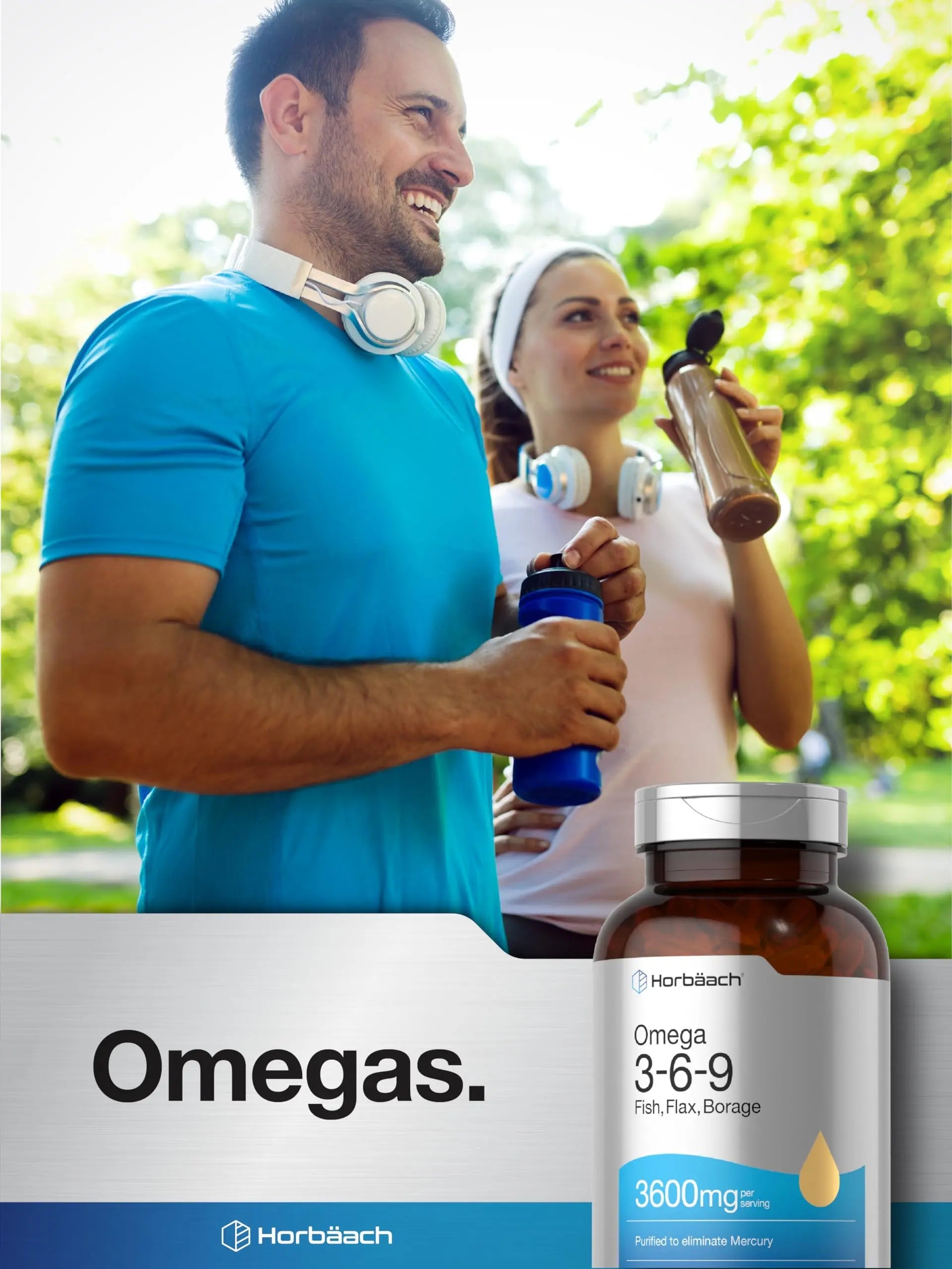 Triple Omega 3-6-9 240 Softgels | from Fish, Flaxseed, Borage Oils | Non-GMO & Gluten Horbäach Au supplements
