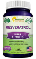 100% Natural Resveratrol - 1000mg Per Serving Max Strength (180 Capsules) Antioxidant Supplement, Trans-Resveratrol Pills